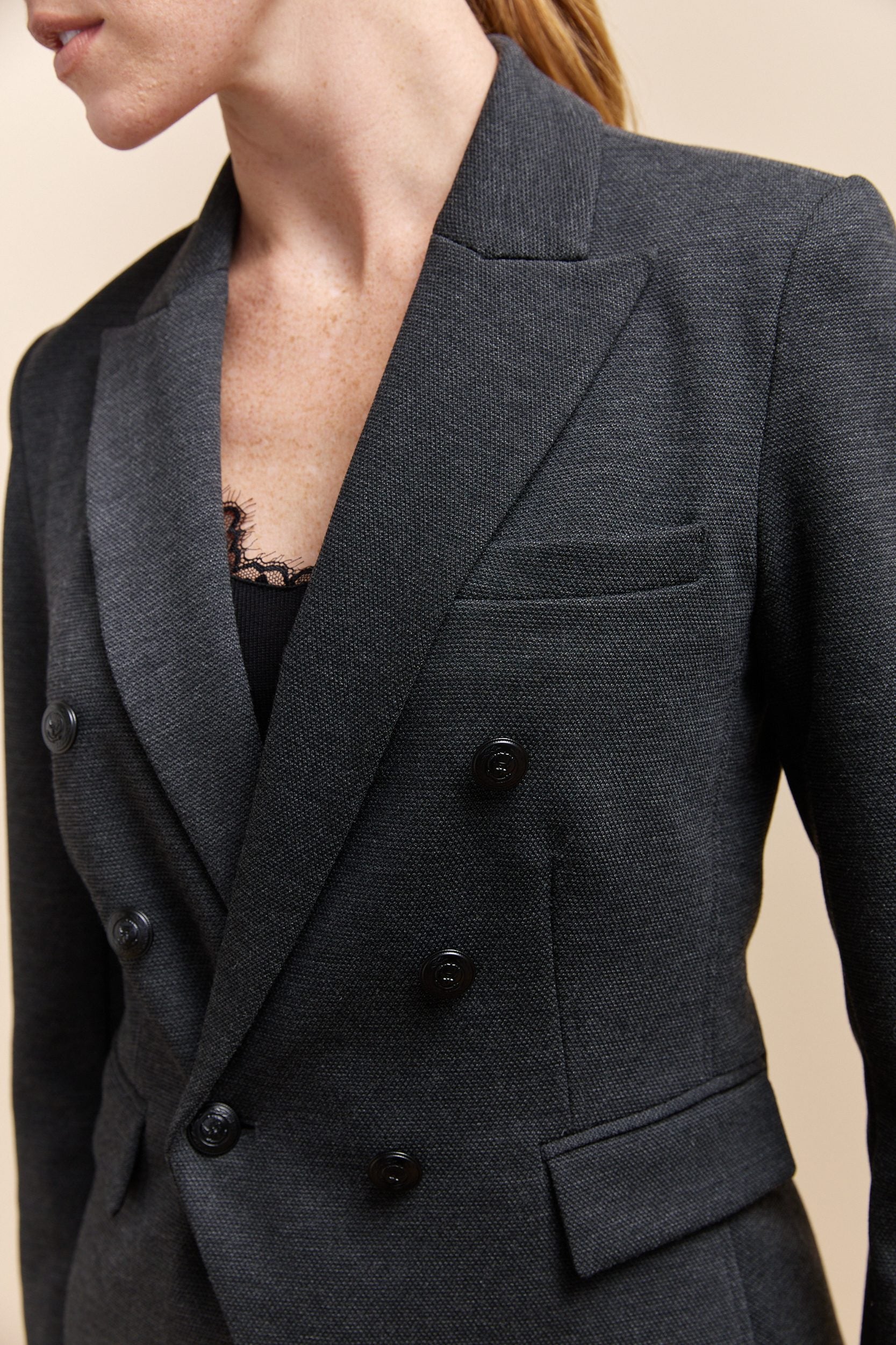 Double-Breasted Stretch Blazer