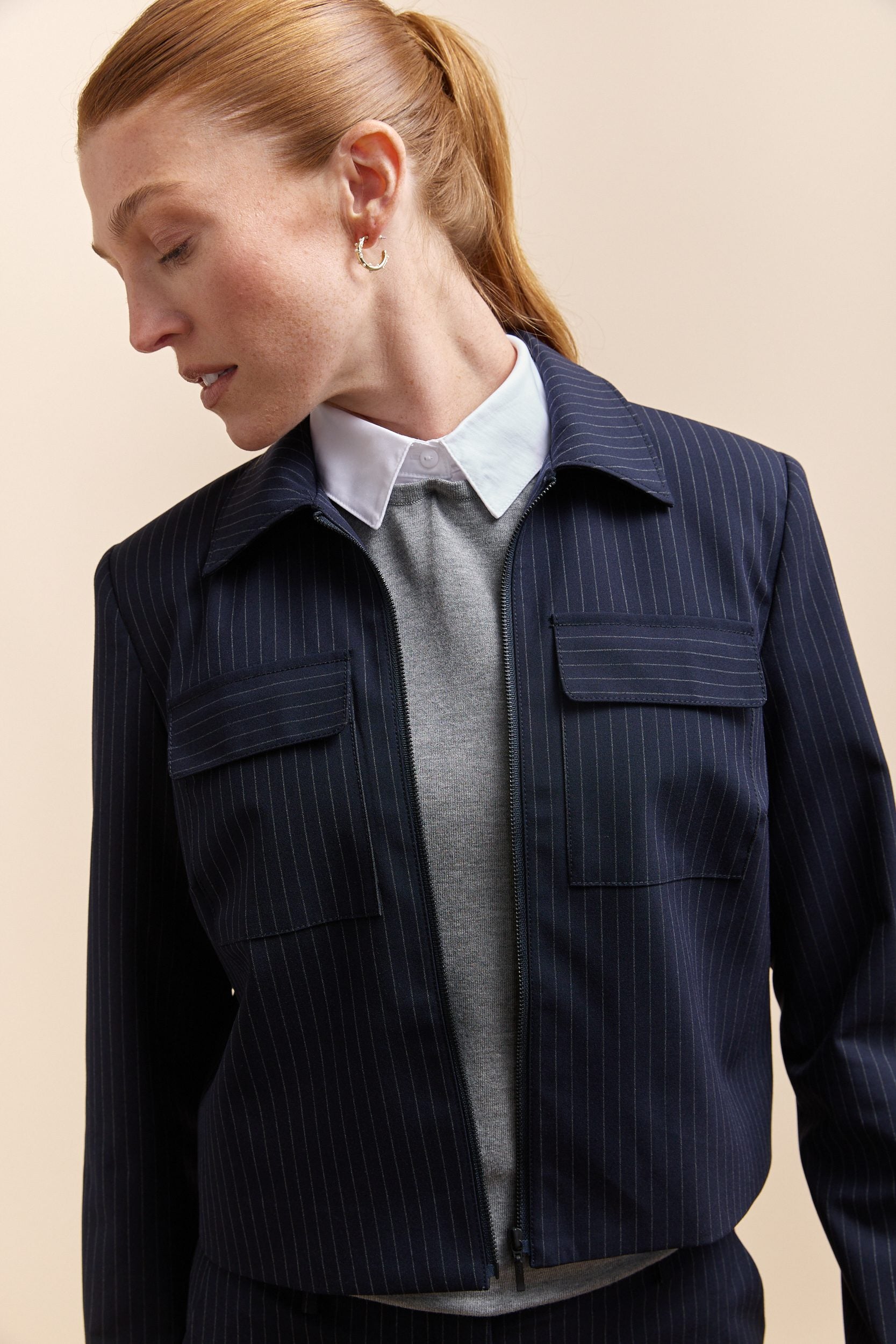 Pinstriped jacket with pockets