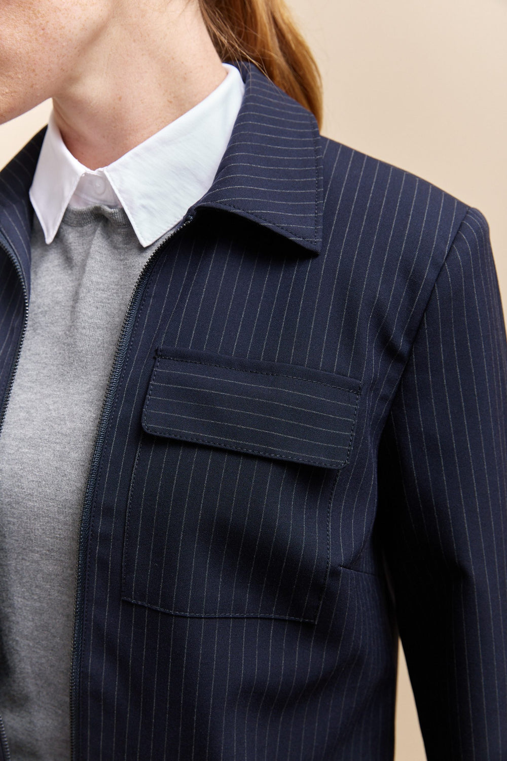 Pinstriped jacket with pockets