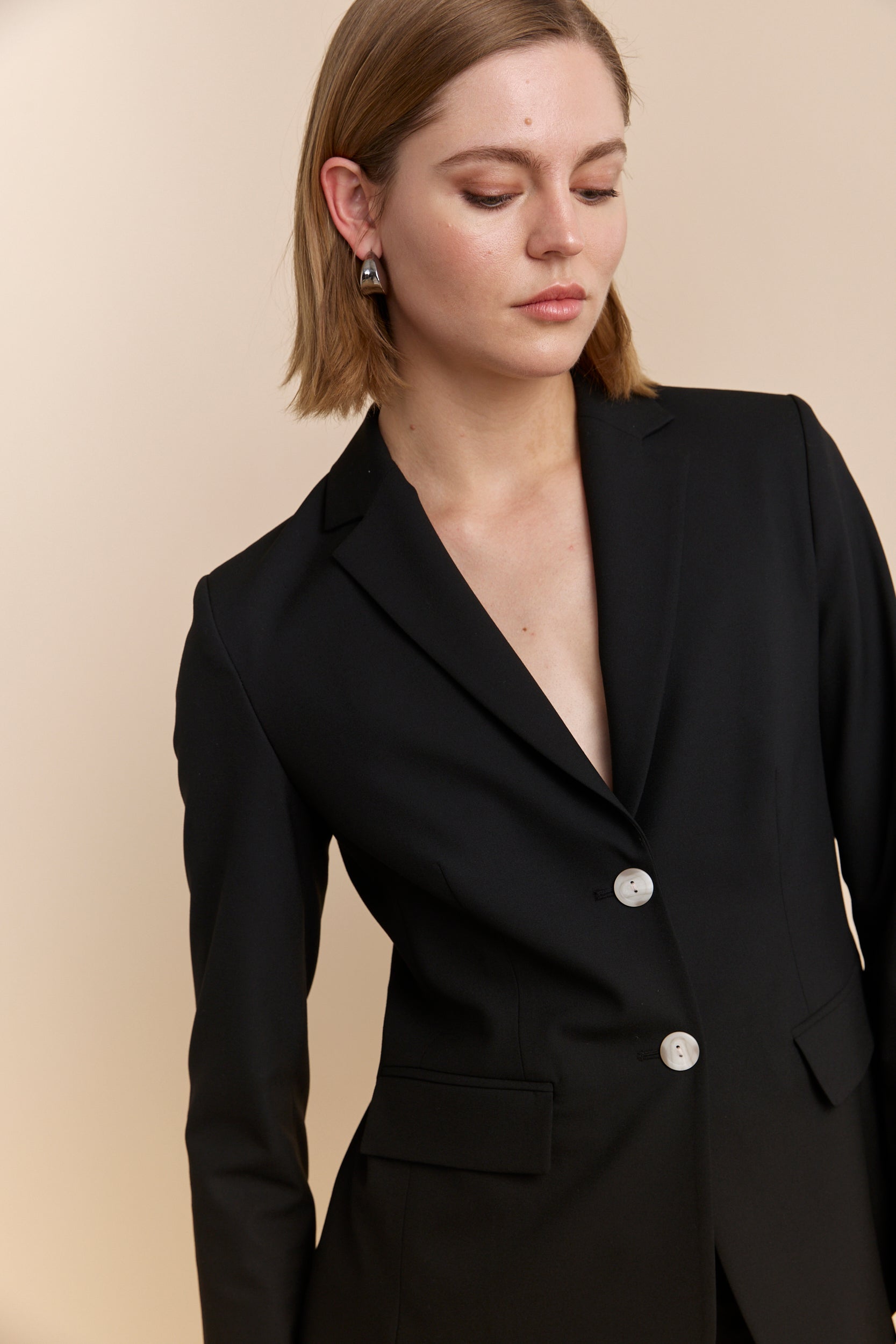 Semi-fitted black blazer