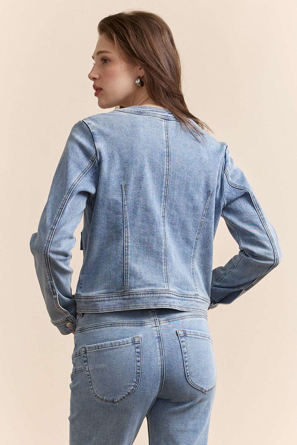 Veste en denim avec poches appliquées