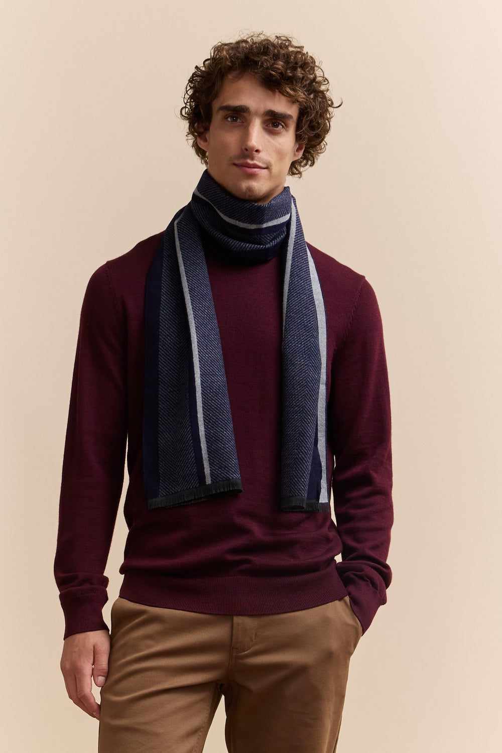 Herringbone stripes brushed scarf