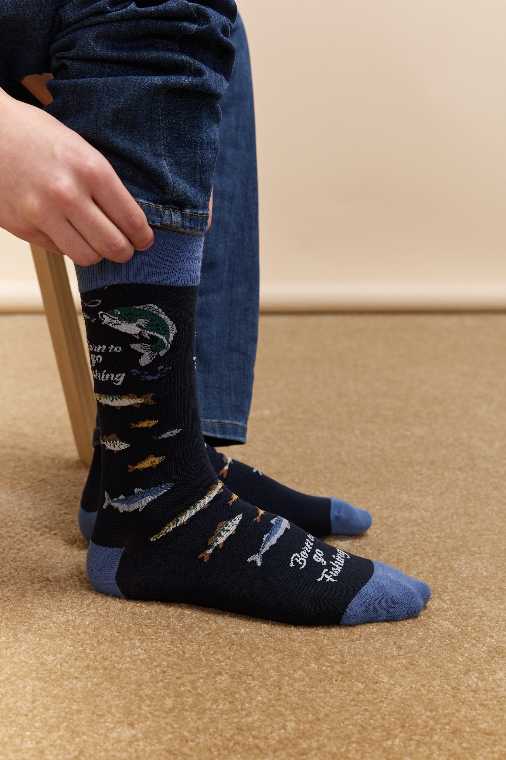 Chaussettes motifs pêche à la ligne