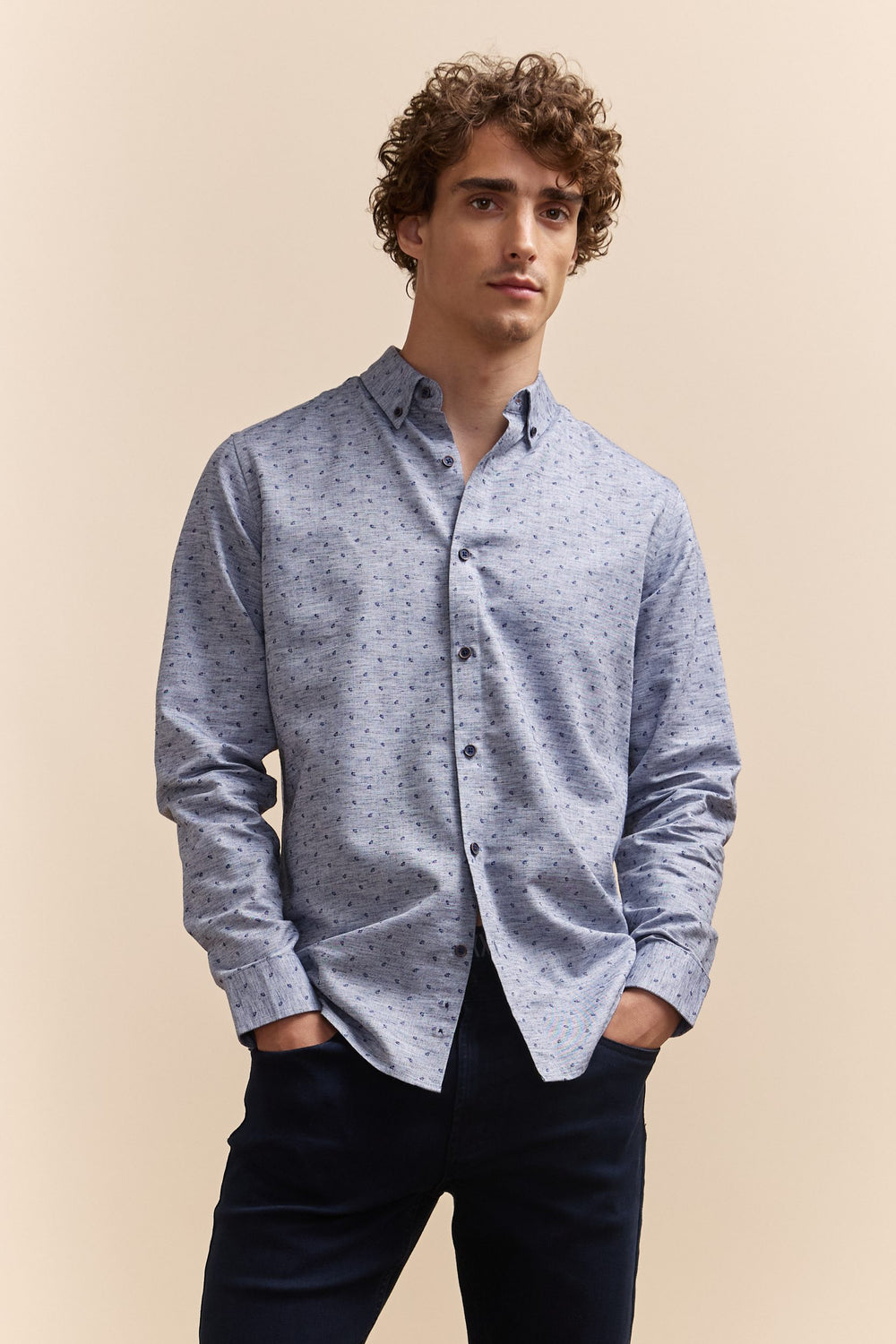 Chemise flammée Semi-ajustée à micro motifs