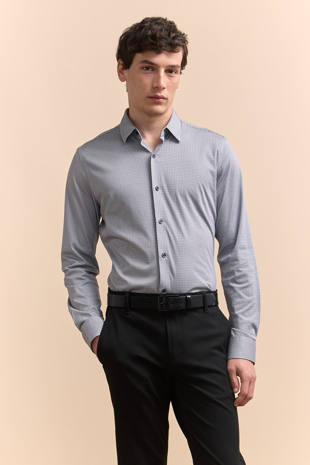 Extra-Fitted micro pattern printed shirt