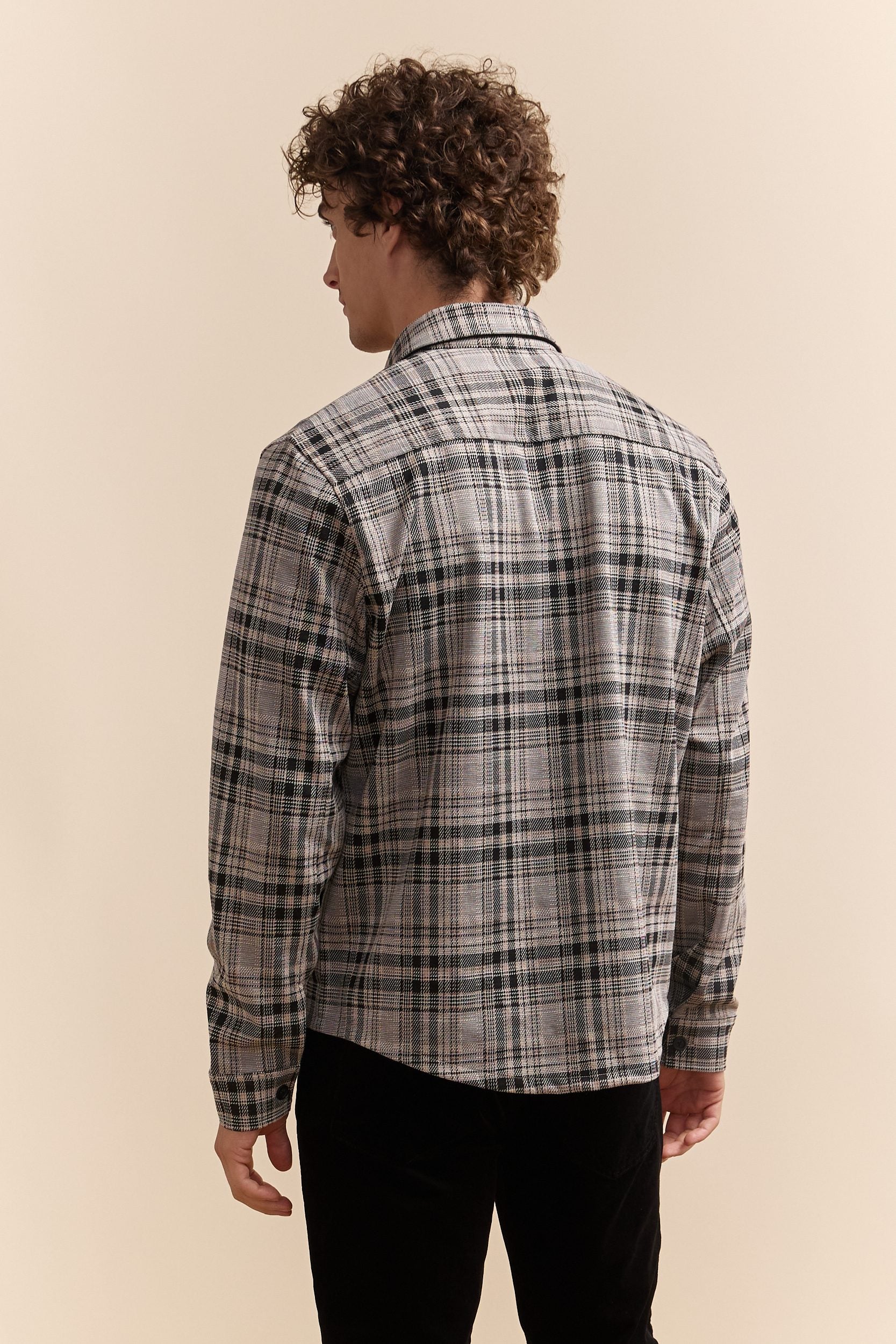 Comfort fit checked knit overshirt