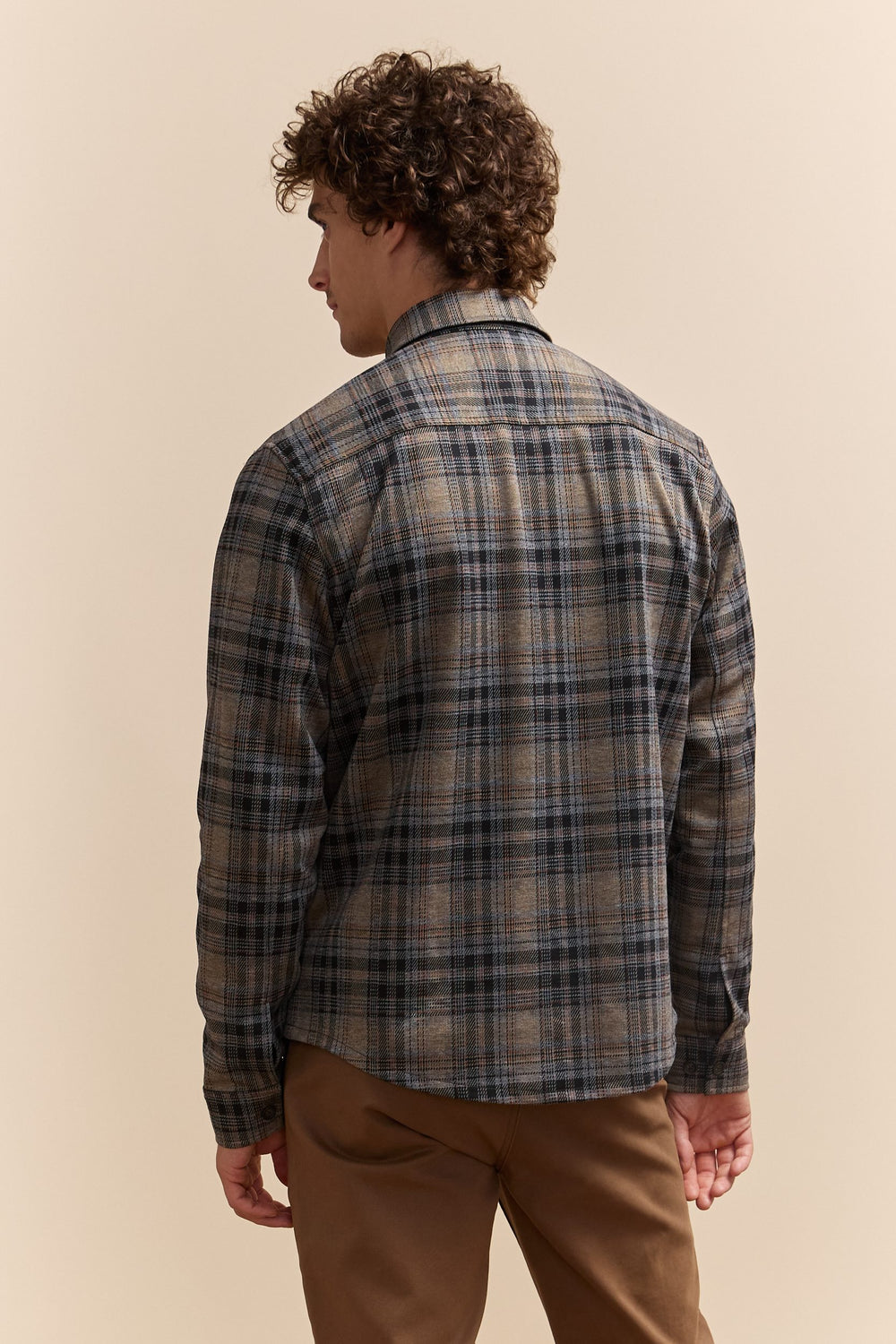 Comfort fit checked knit overshirt