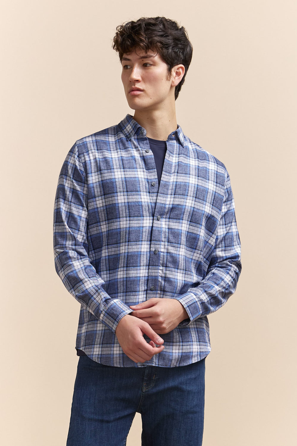 Flannel look semi-fitted check shirt