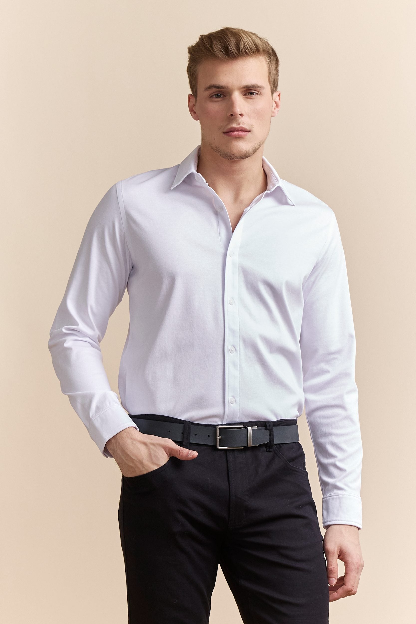 Mercerized cotton Extra-fitted jersey shirt