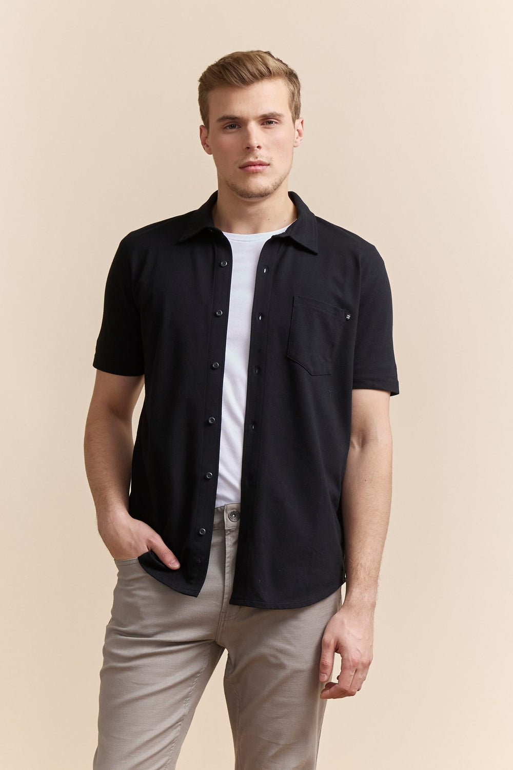 Pique short-sleeve shirt