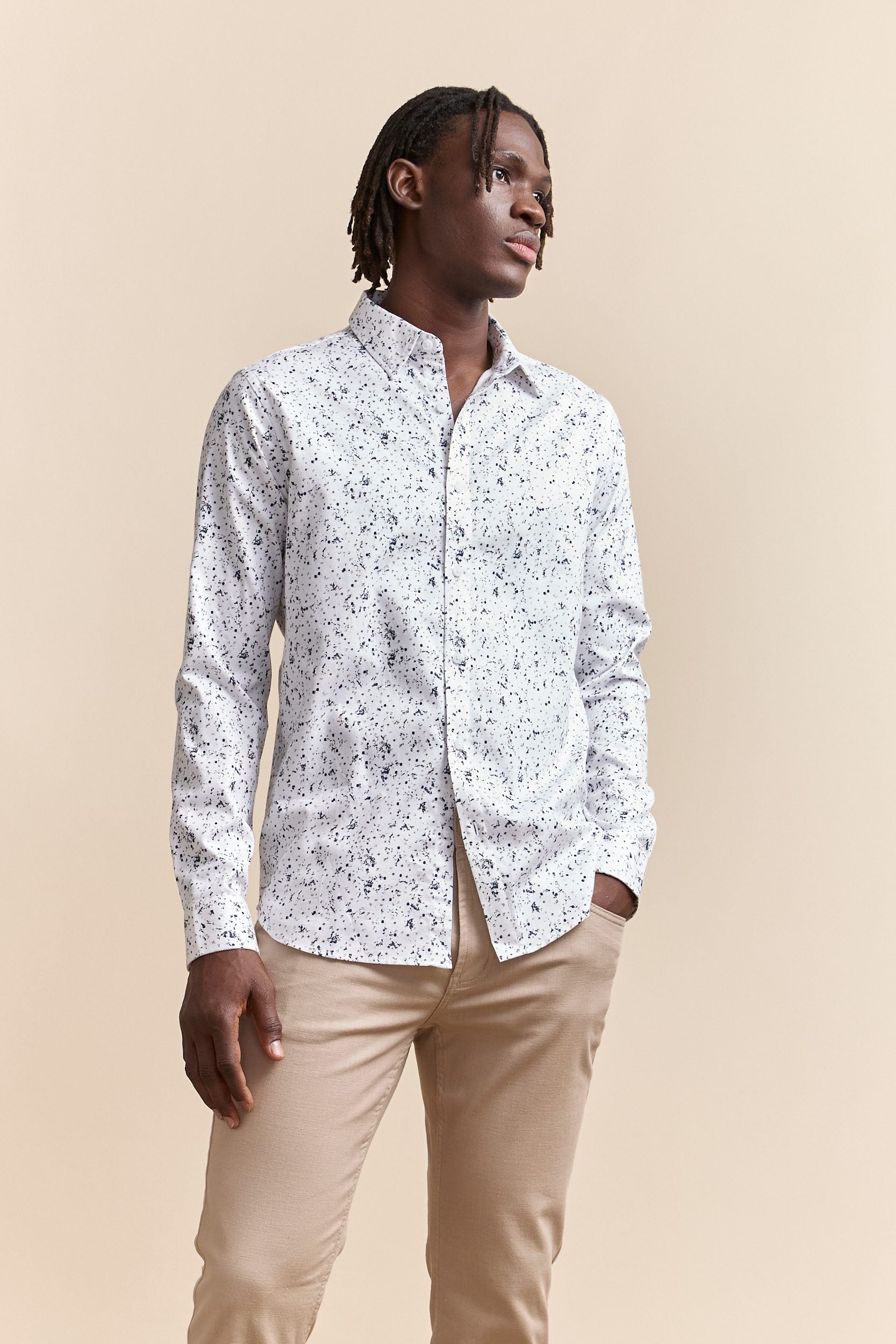 Chemise en popeline à motifs