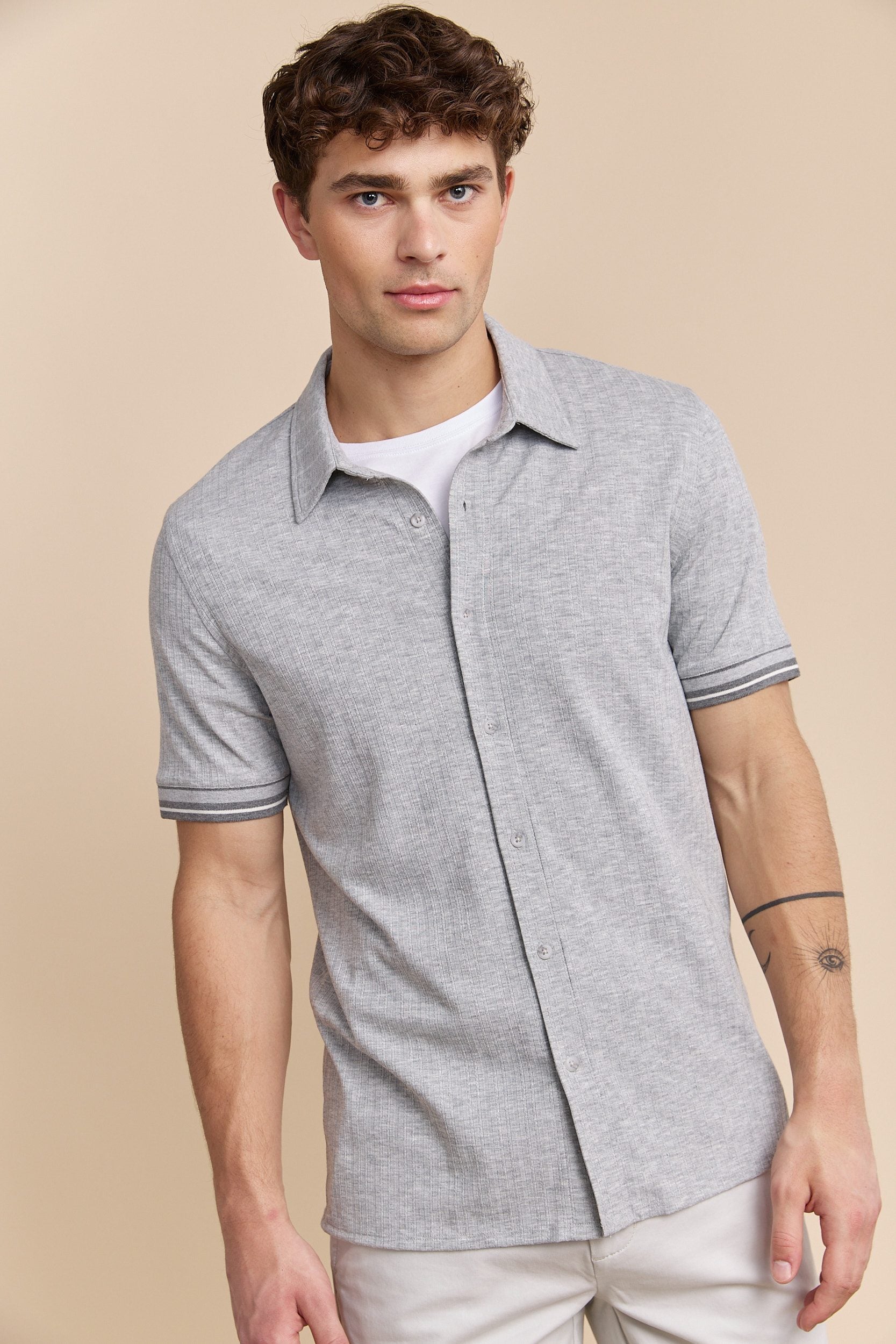 Textured ribbed jersey shirt