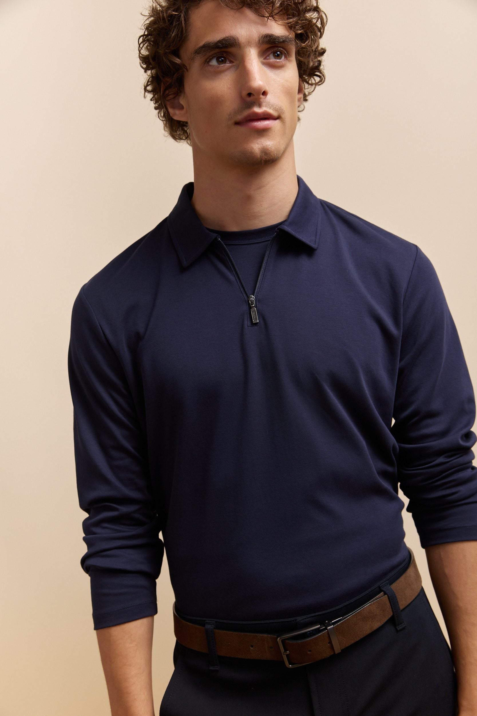 Pima cotton long sleeves polo