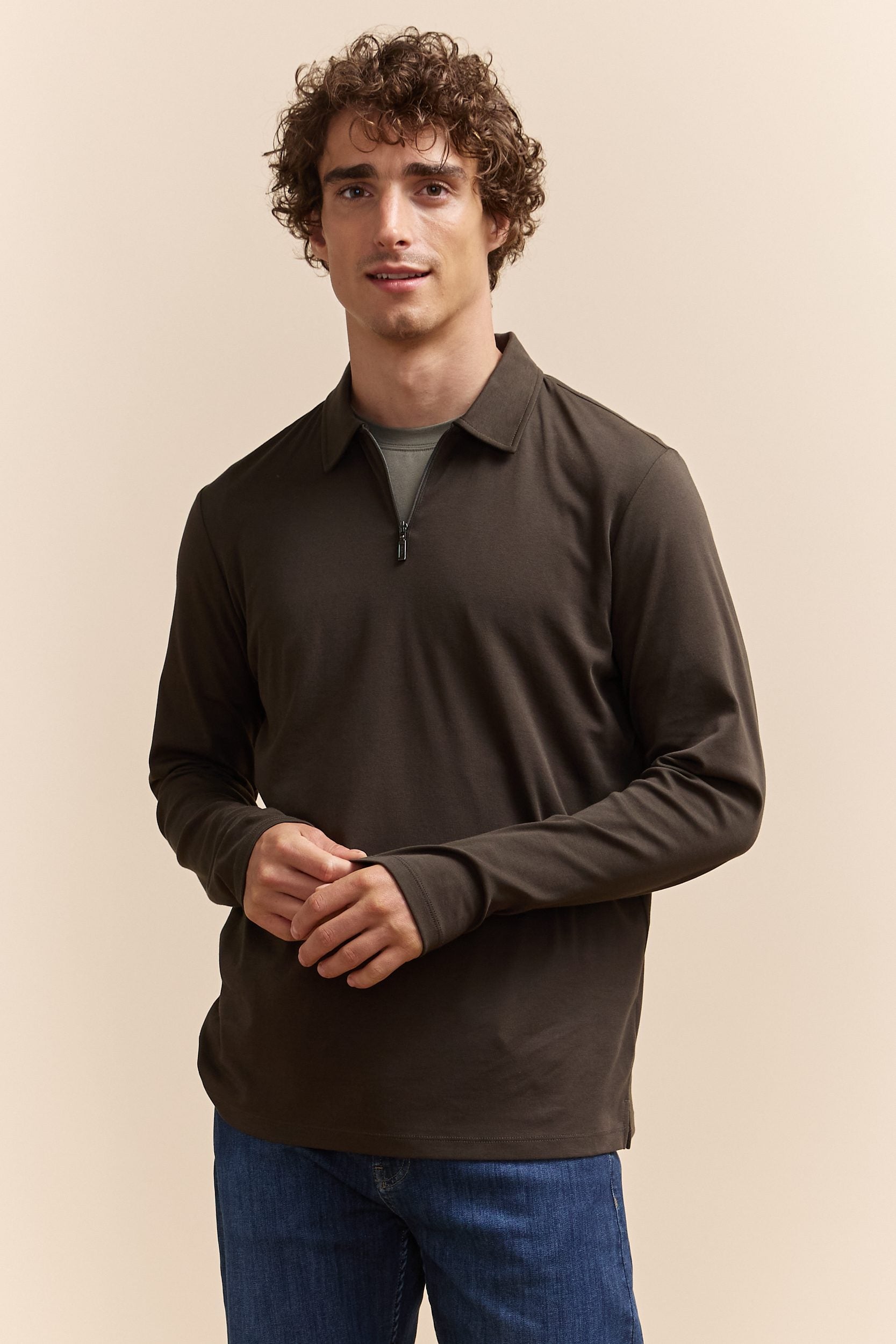 Pima cotton long sleeve polo best sale