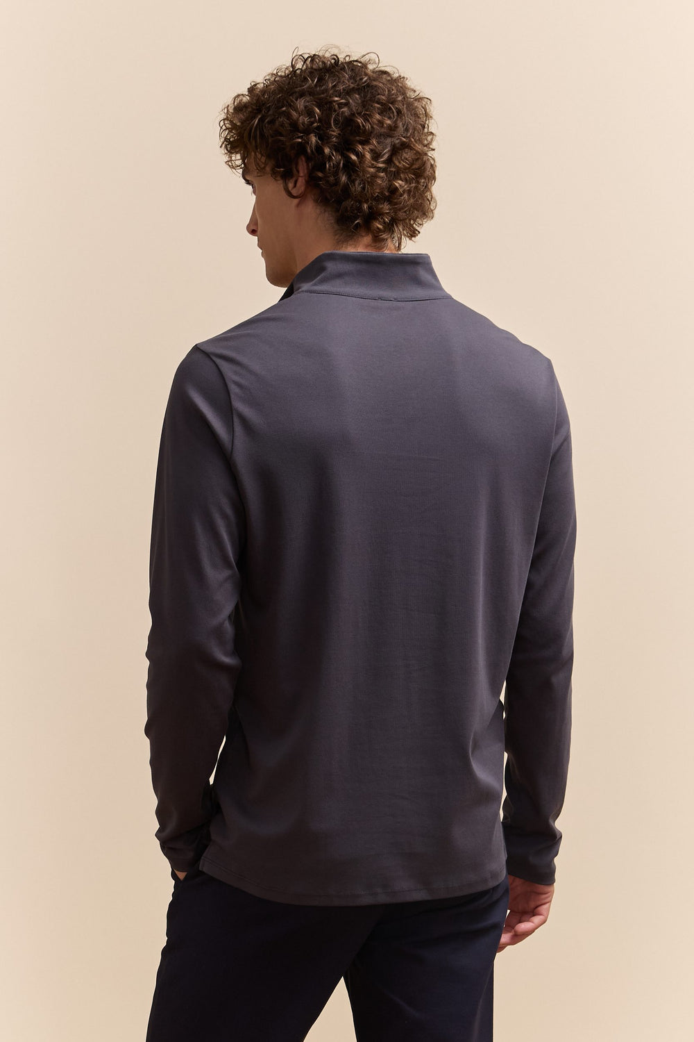 Pima cotton half zip t-shirt