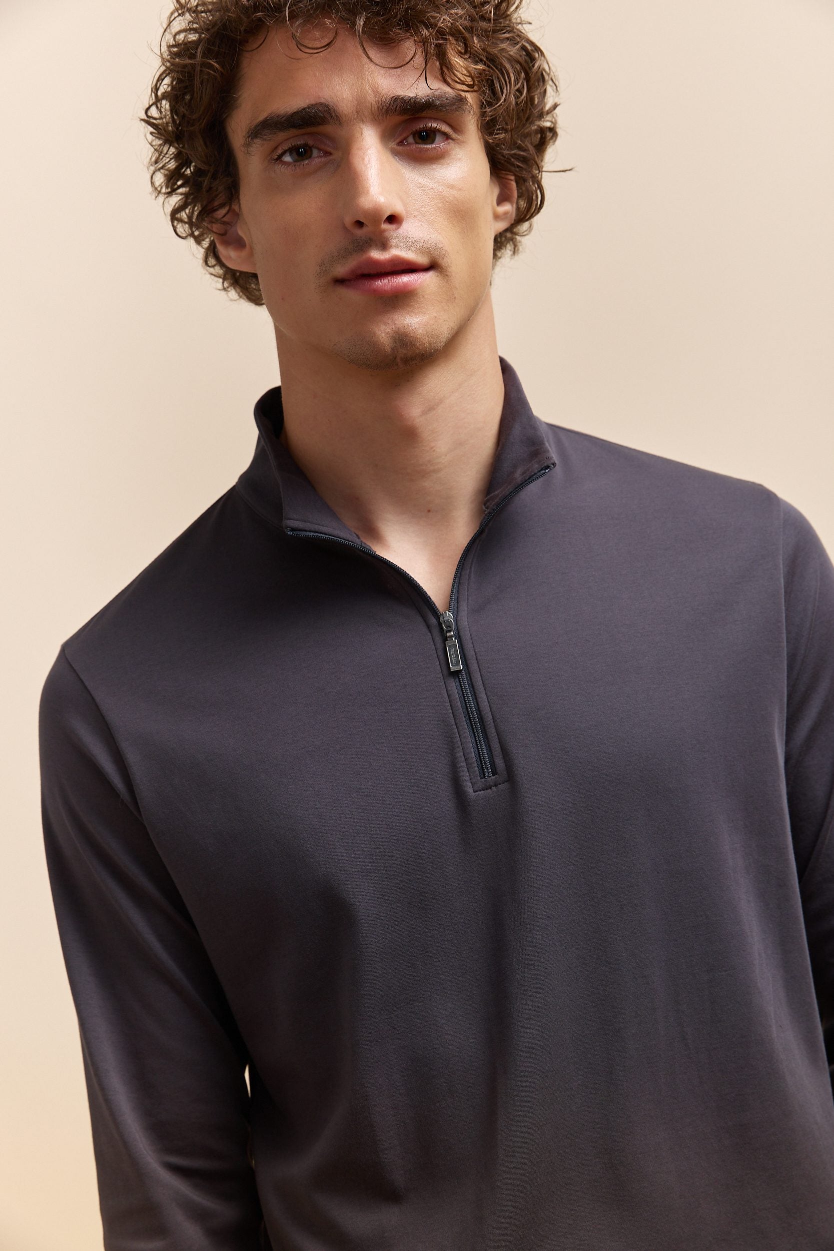 Pima cotton half zip t-shirt