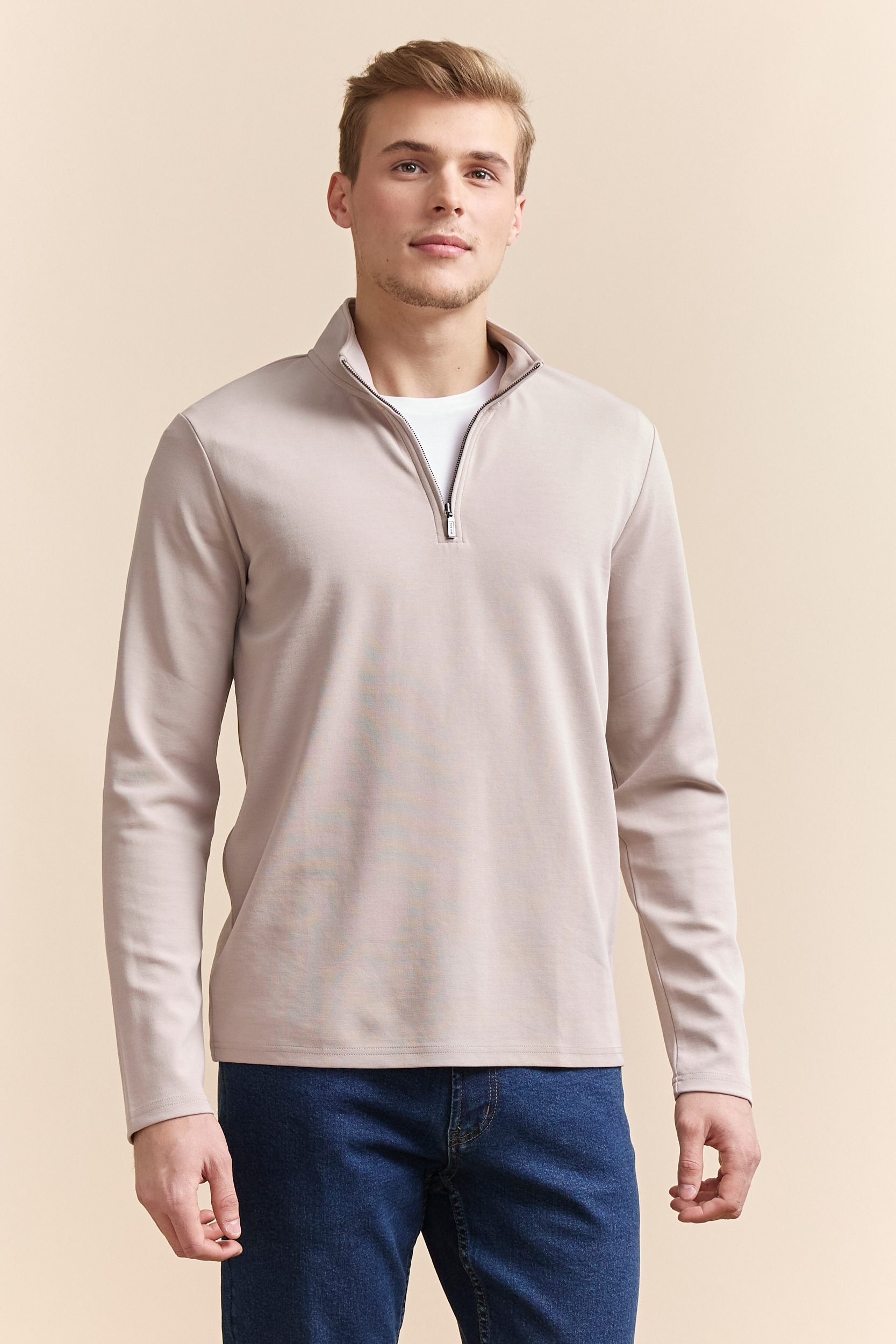 Textured half zip t-shirt