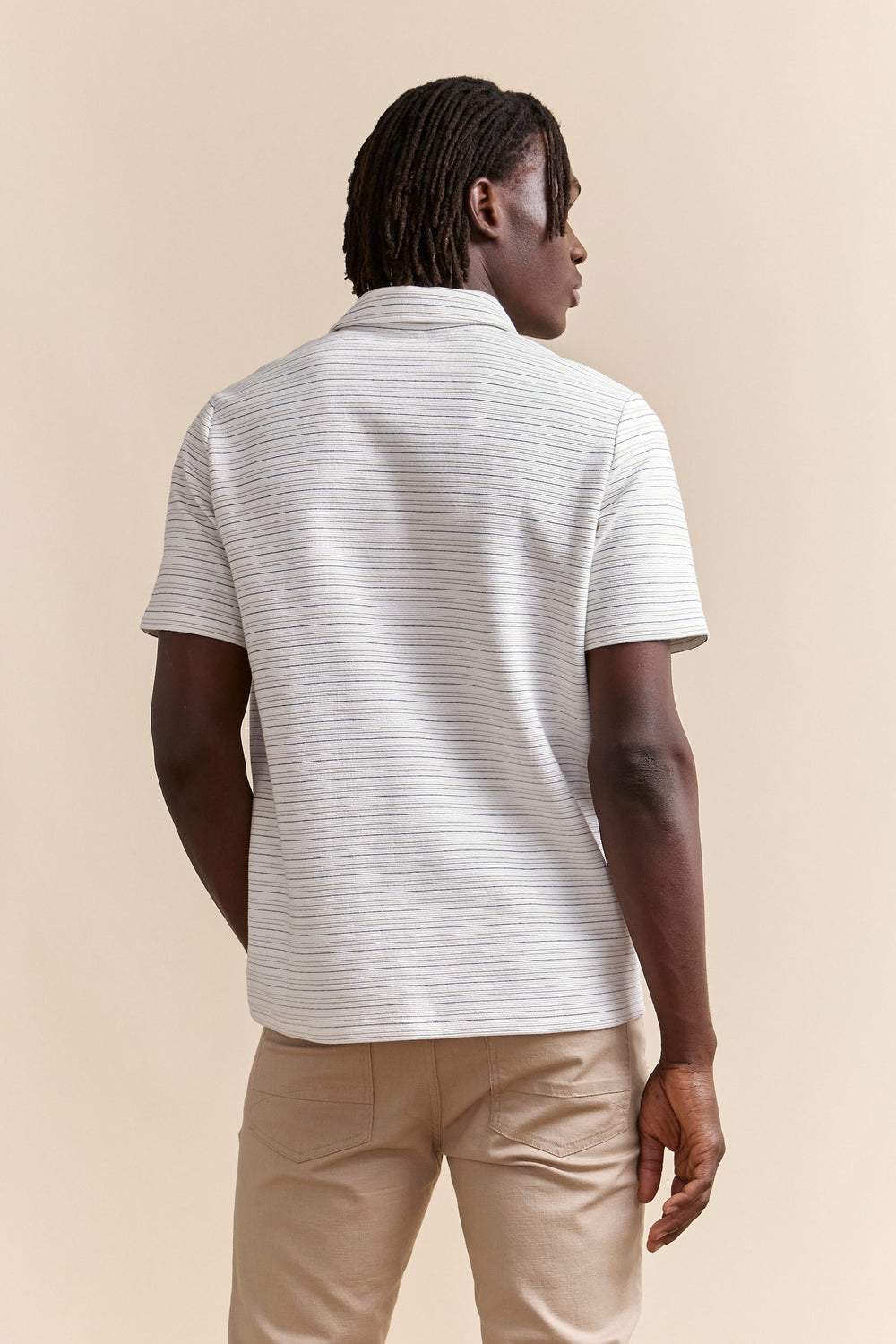 Polo with textured stripes