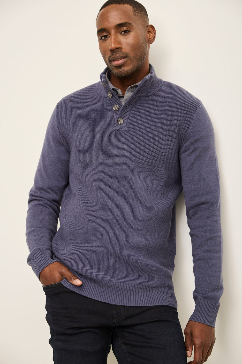 Textured mock neck sweater