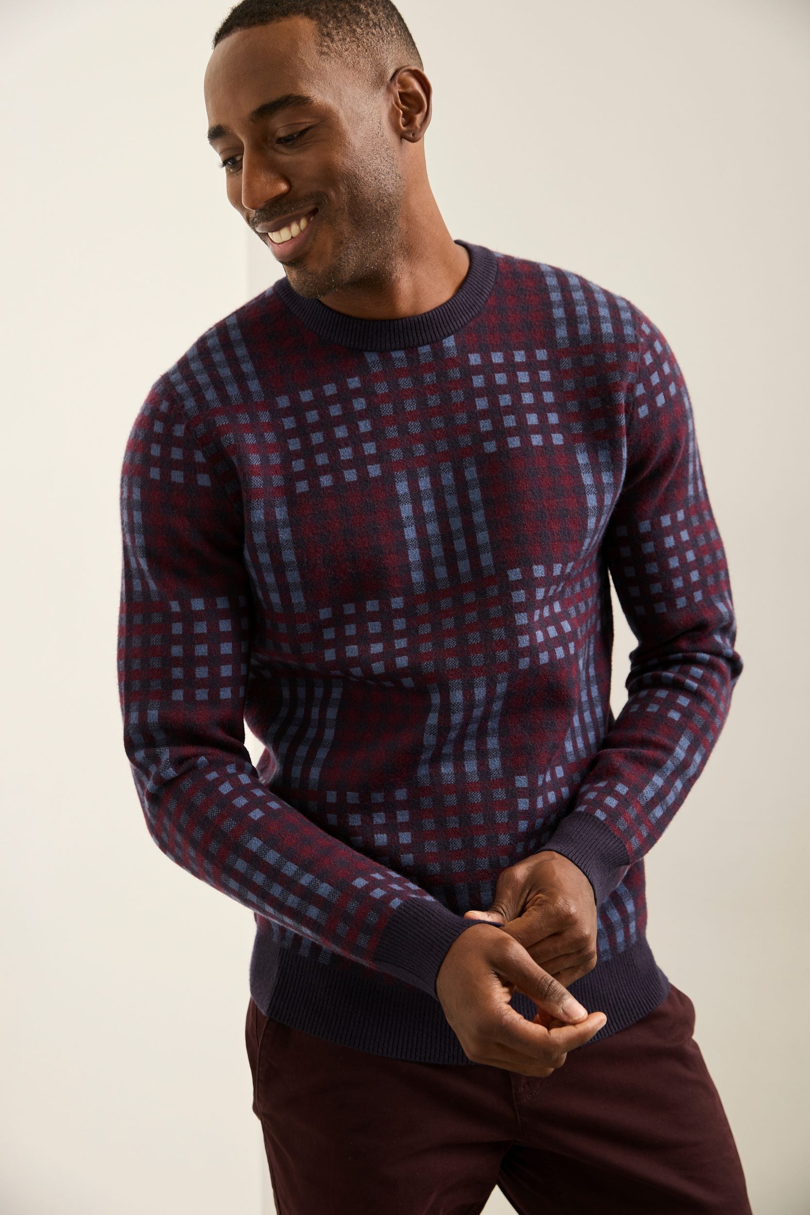 Jacquard check sweater