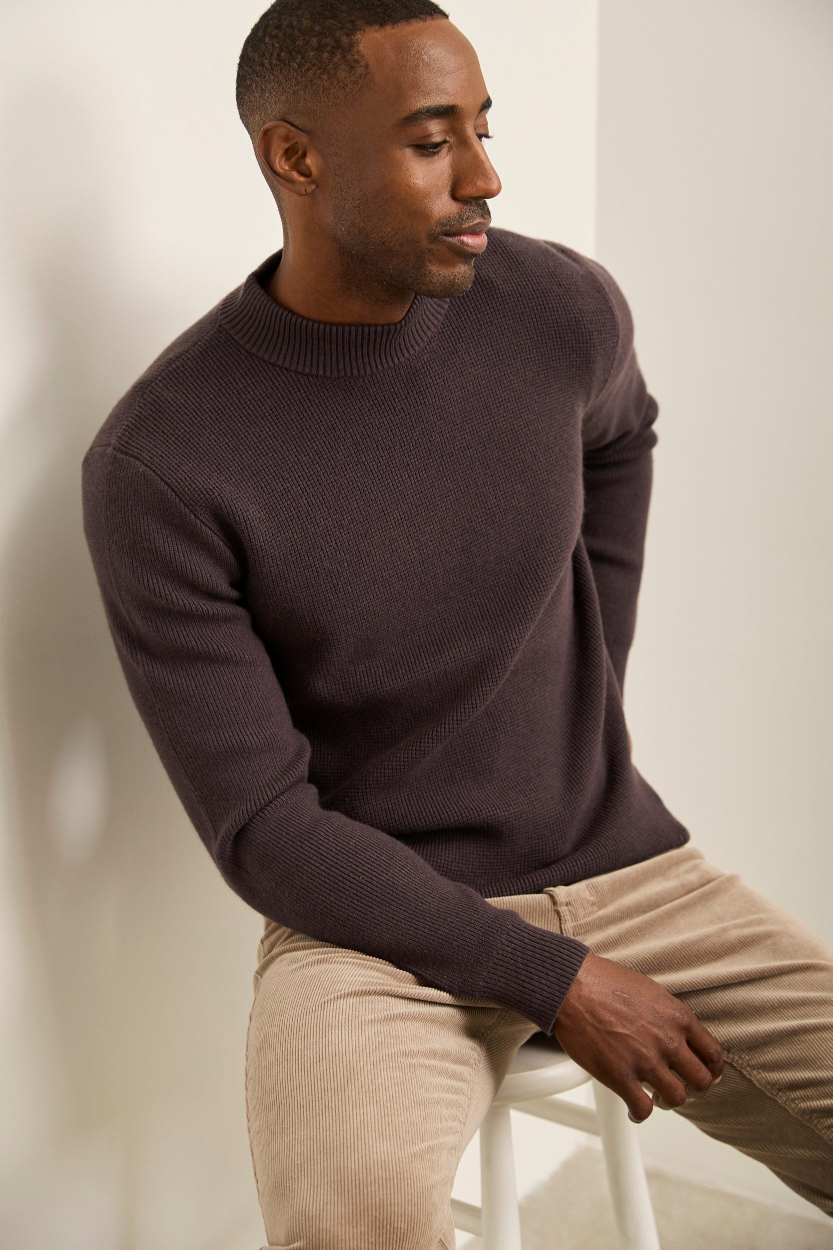 Textured mock neck sweater