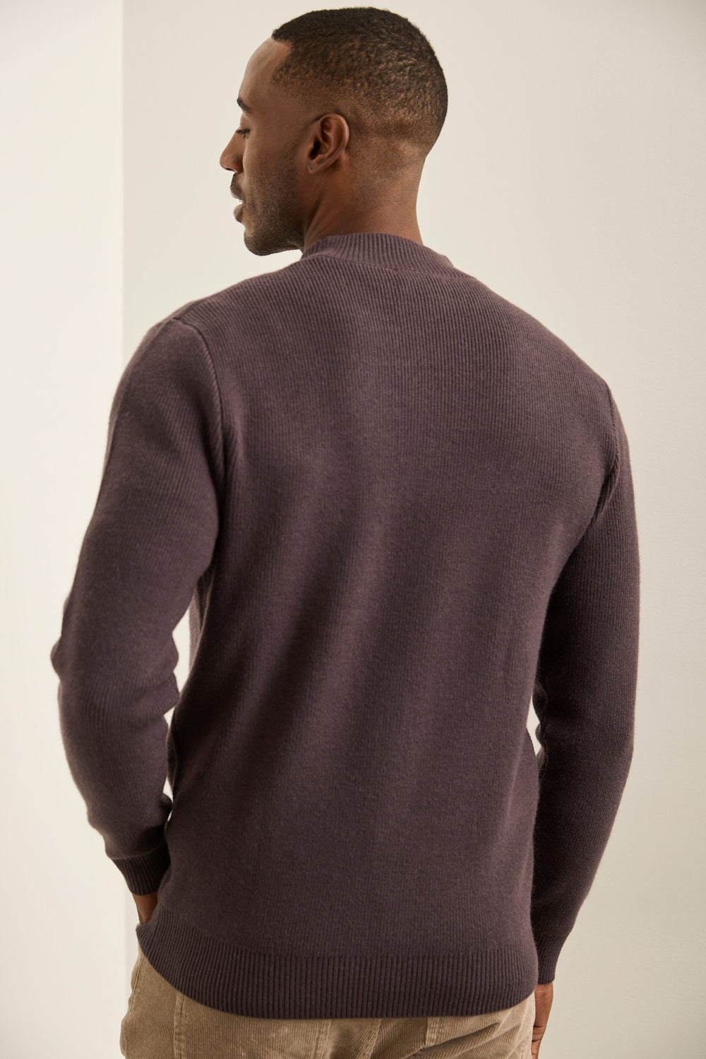 Textured mock neck sweater