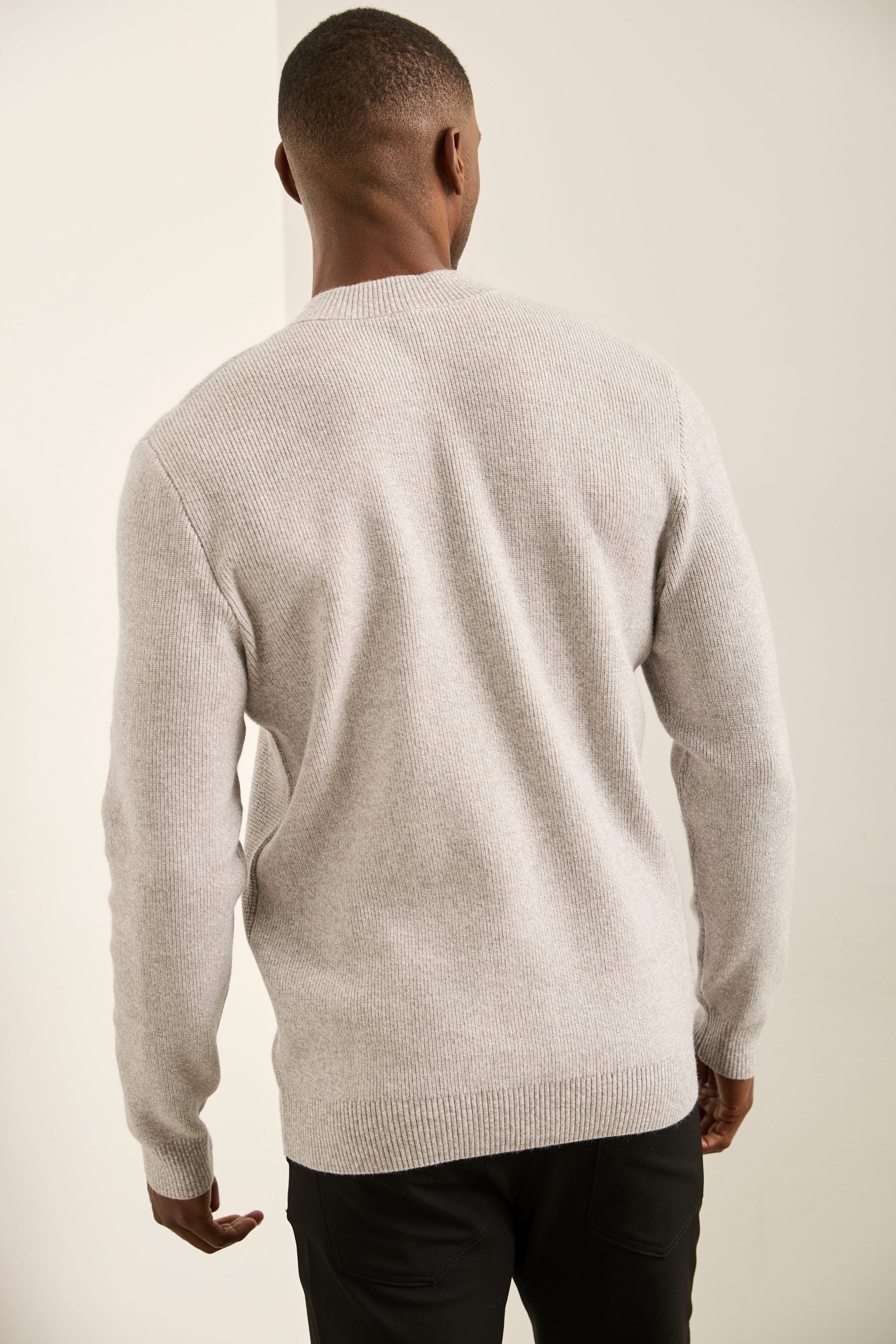 Textured mock neck sweater