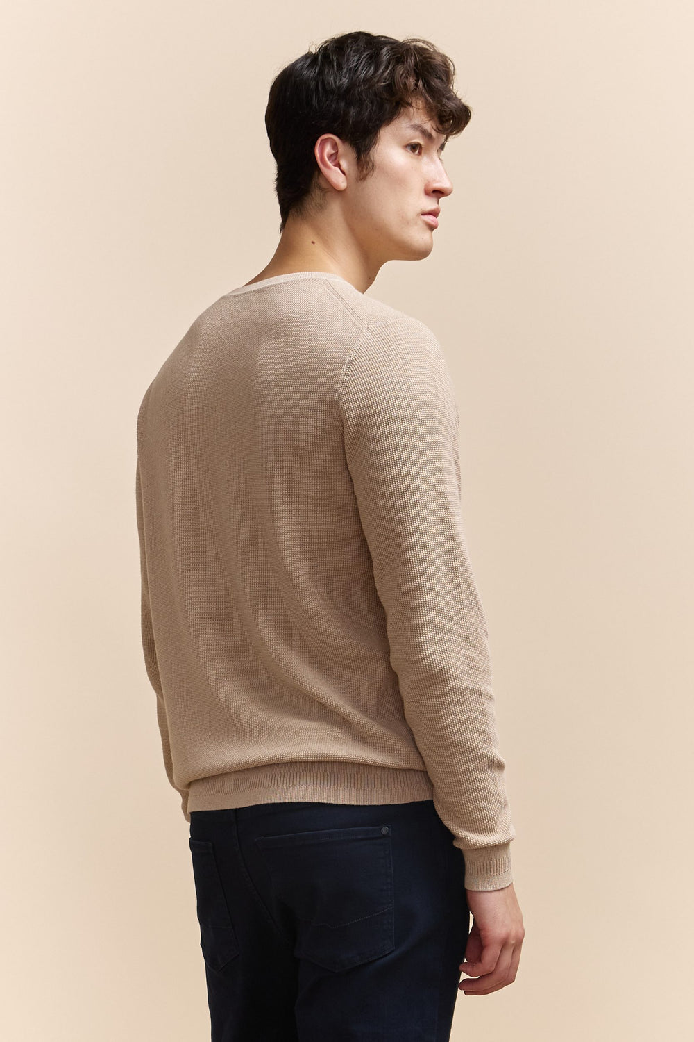 Textured crew neck sweater