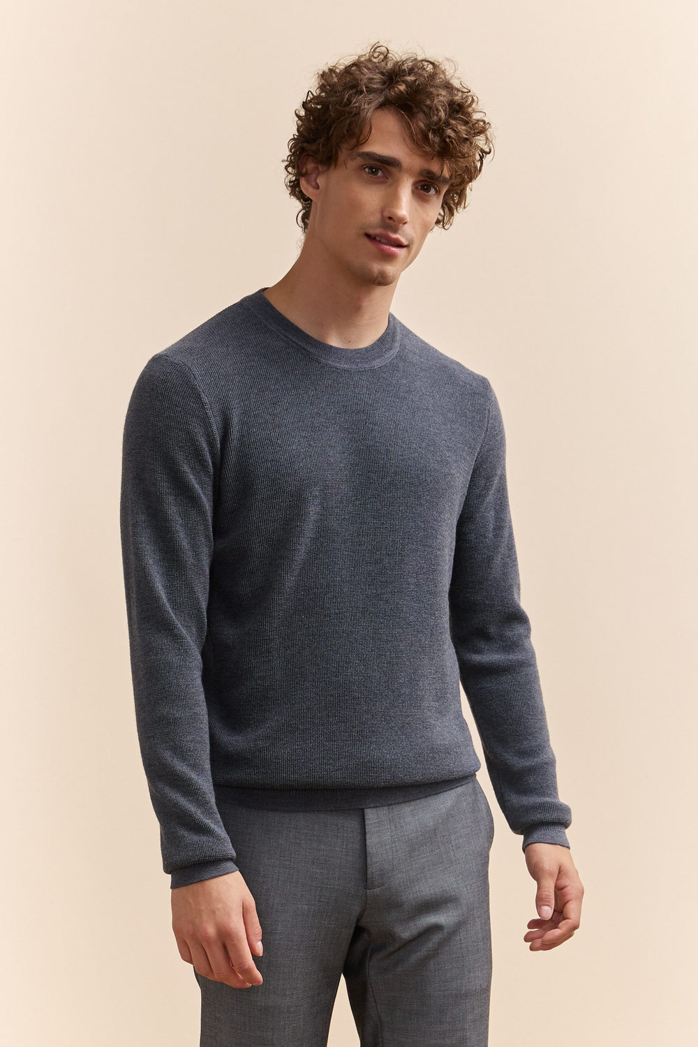 Washable wool textured sweater