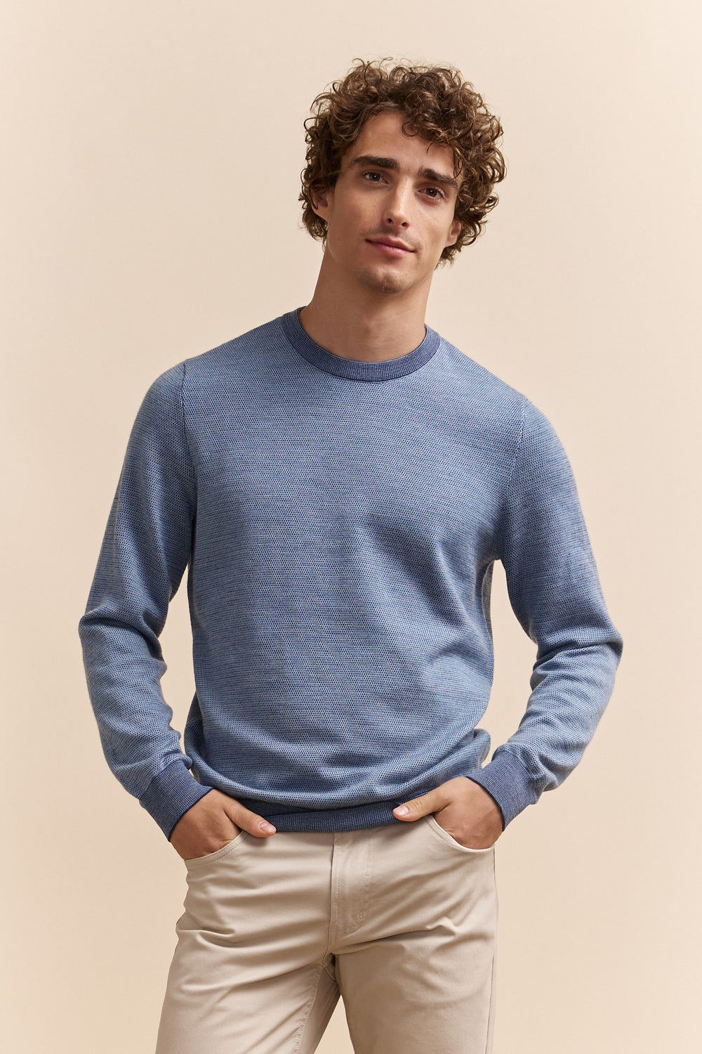 Pull laine mérinos jacquard 3 tons