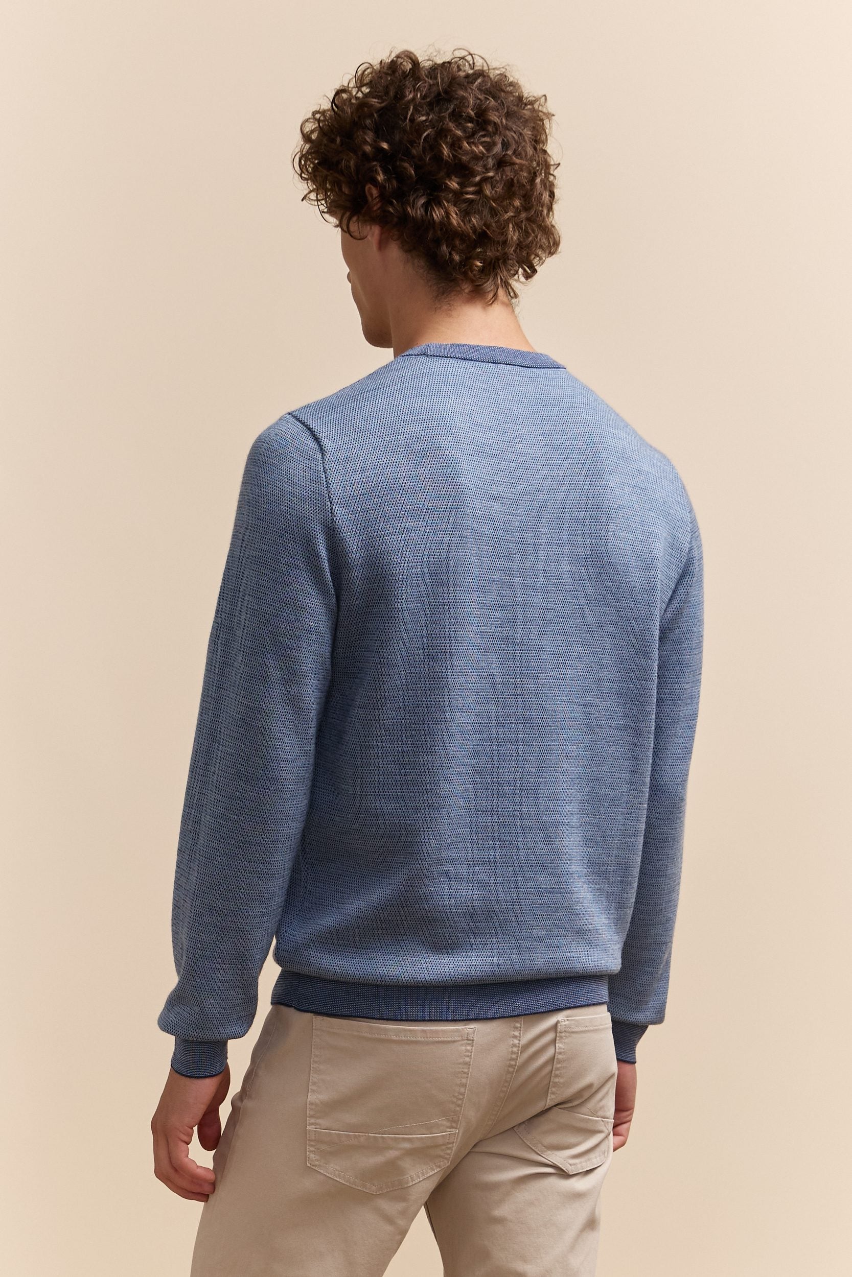 Merino wool 3 tone jacquard sweater