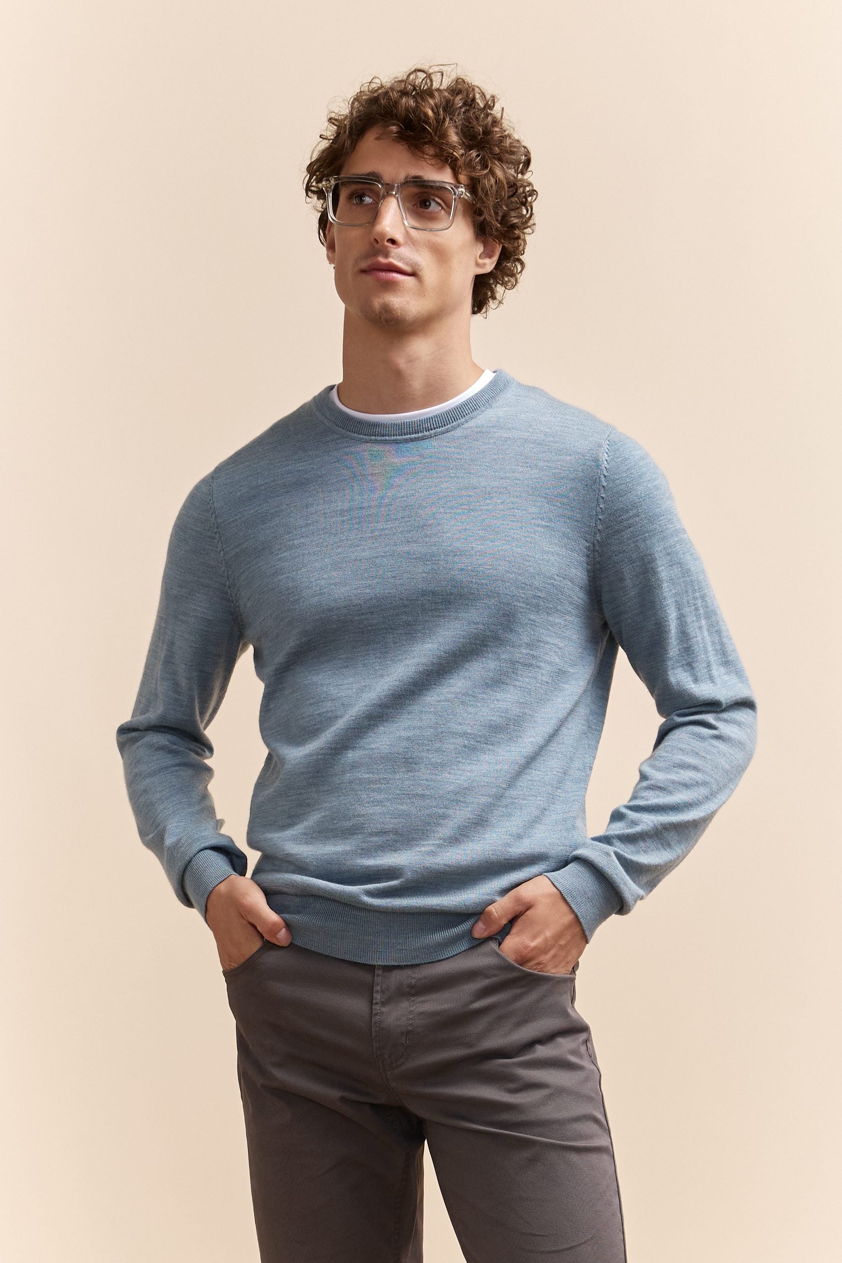 Merino wool crew neck sweater