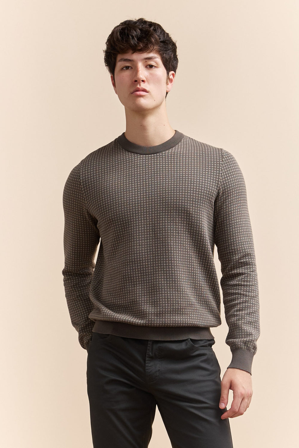 Jacquard crew neck sweater