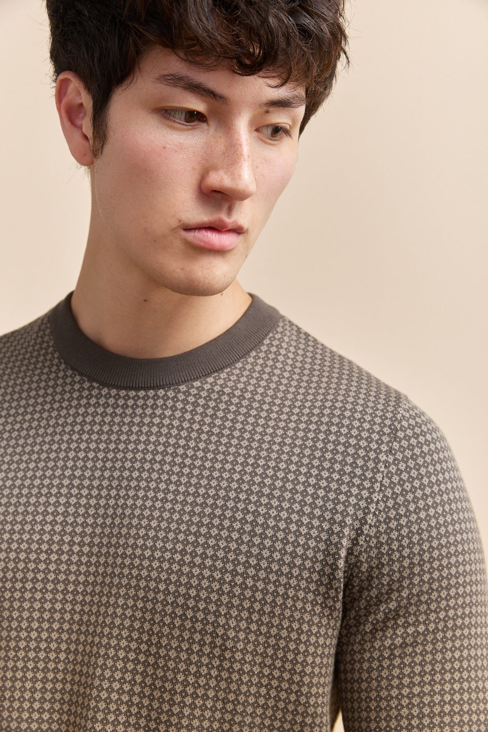 Jacquard crew neck sweater