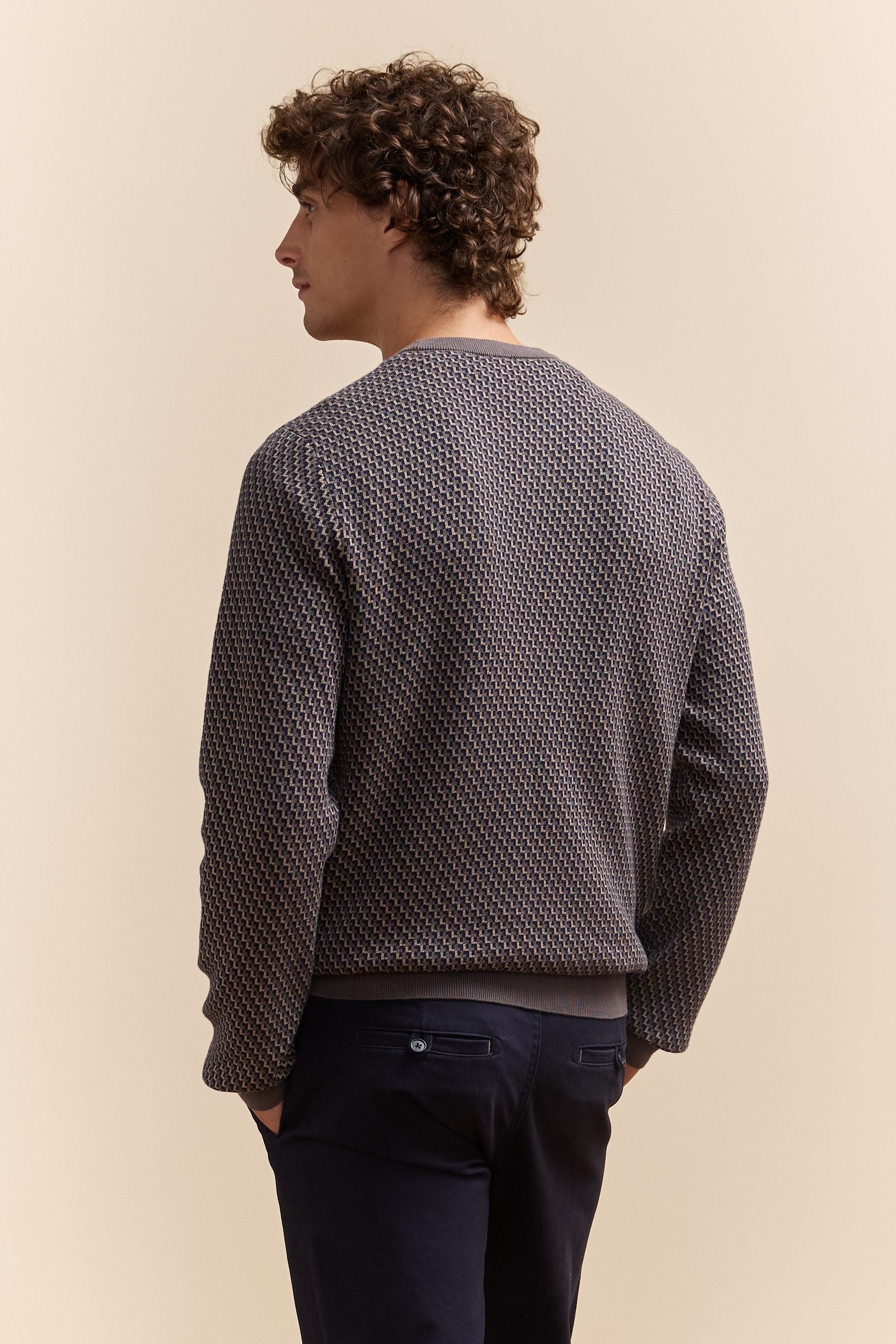 Jacquard crew neck sweater