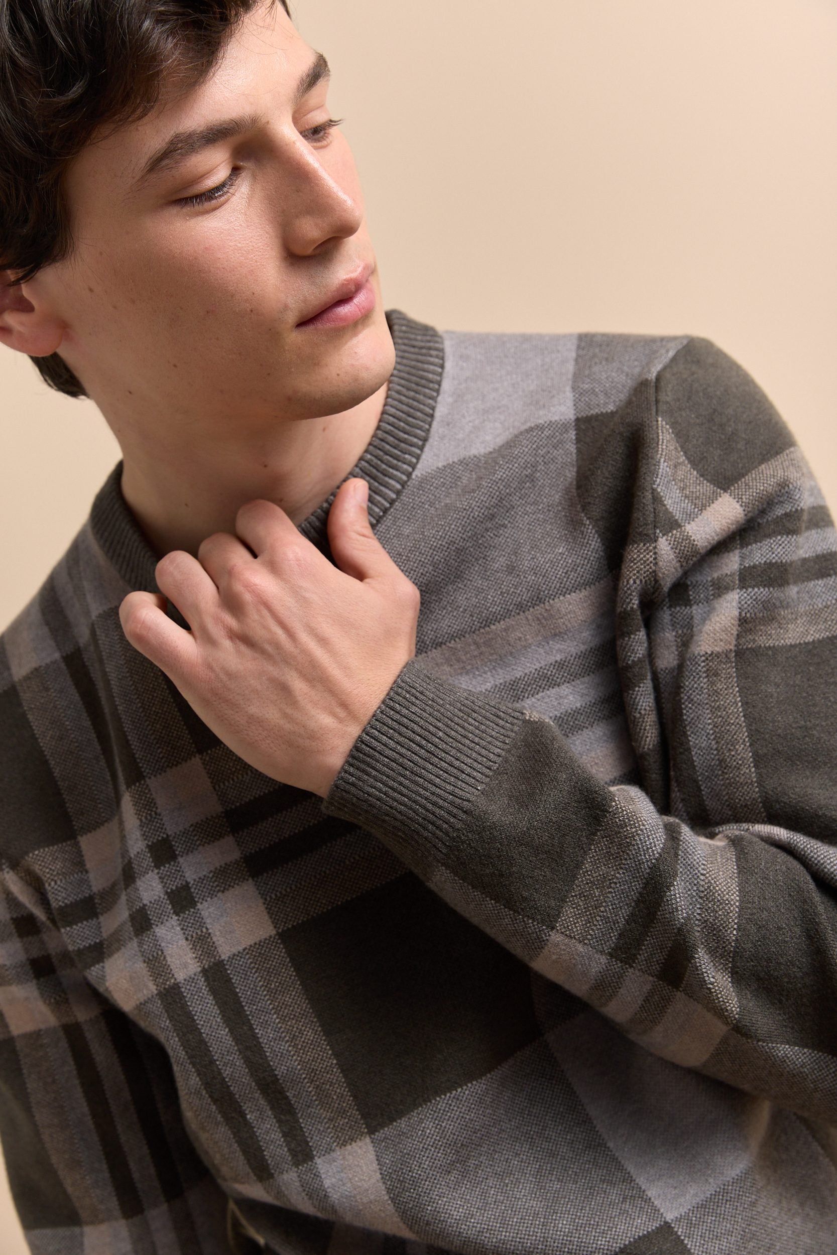 Jacquard check sweater