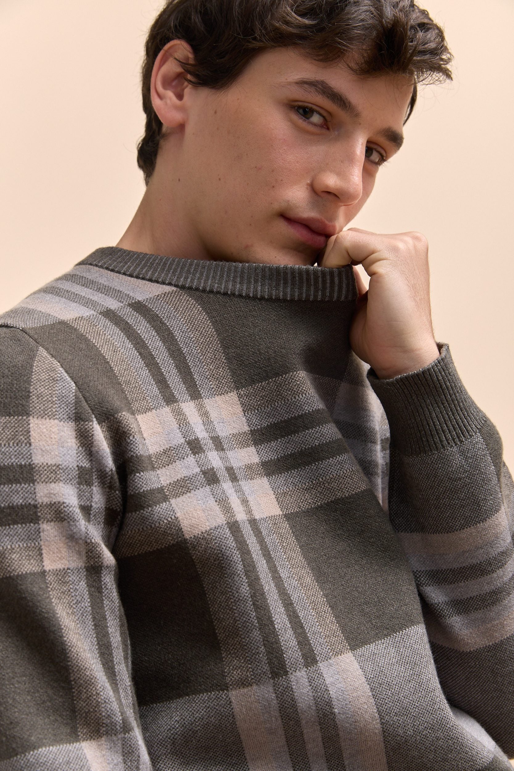 Jacquard check sweater