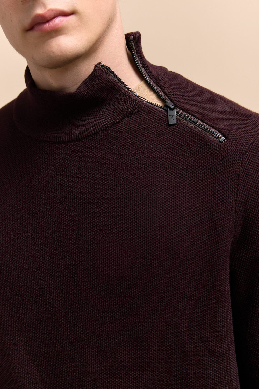 Mock neck sweater with zip