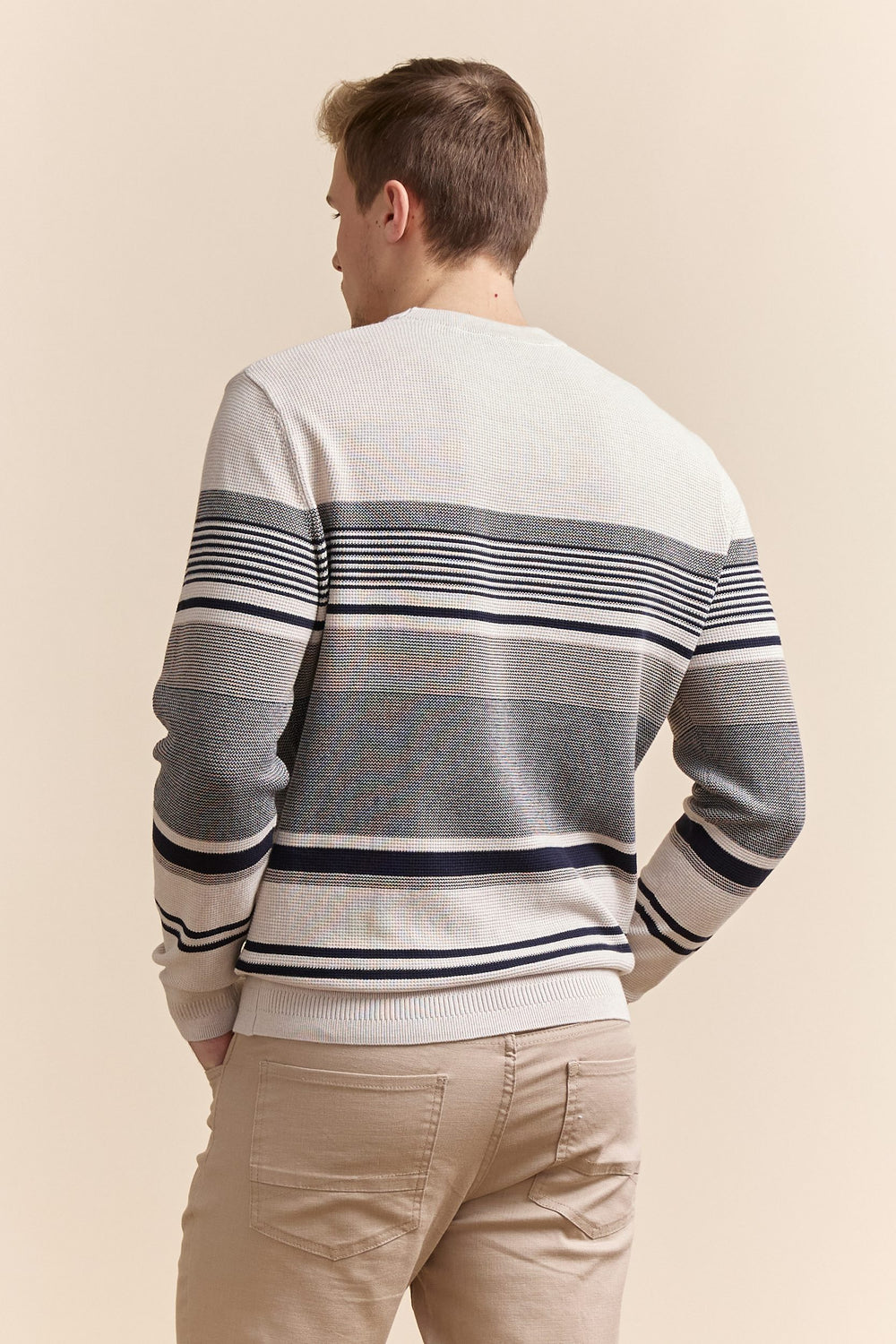 Multi tone textured striped sweater