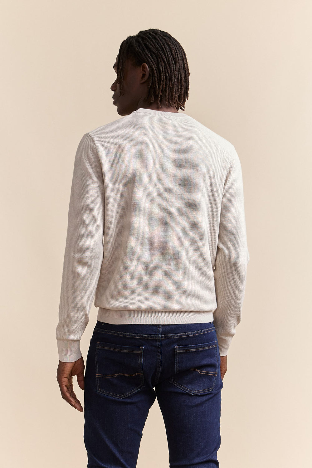 Textured crew neck sweater