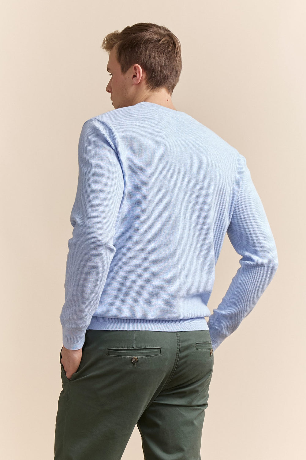 Textured crew neck sweater