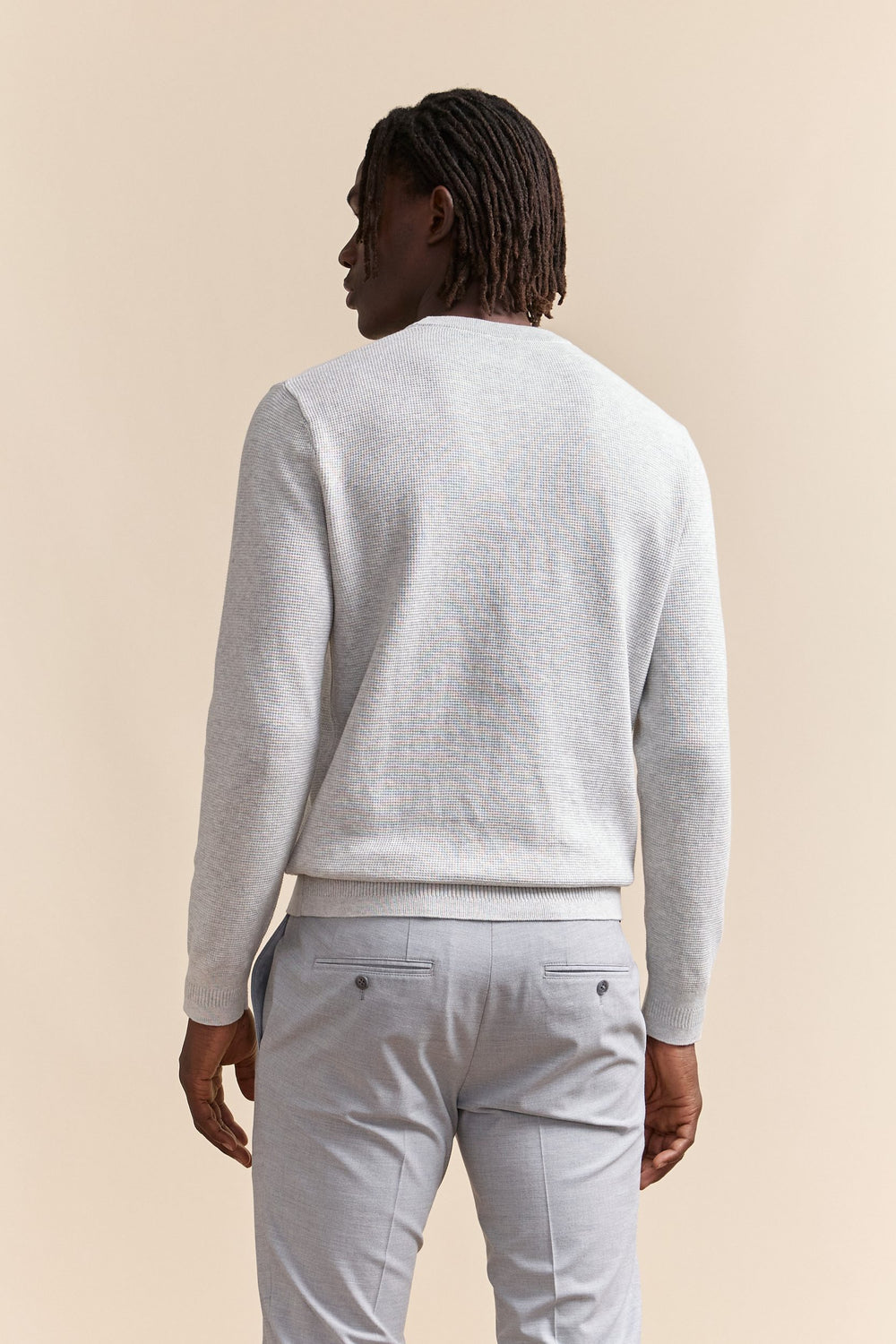 Textured crew neck sweater