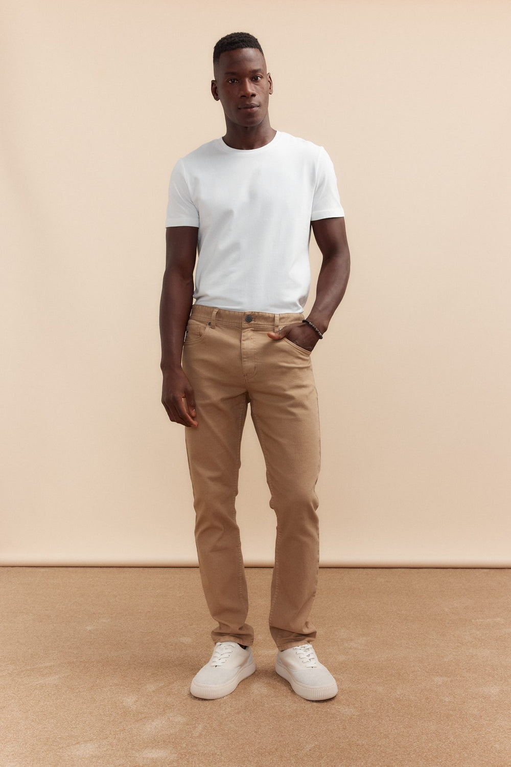 Slim fit twill five-pocket pants