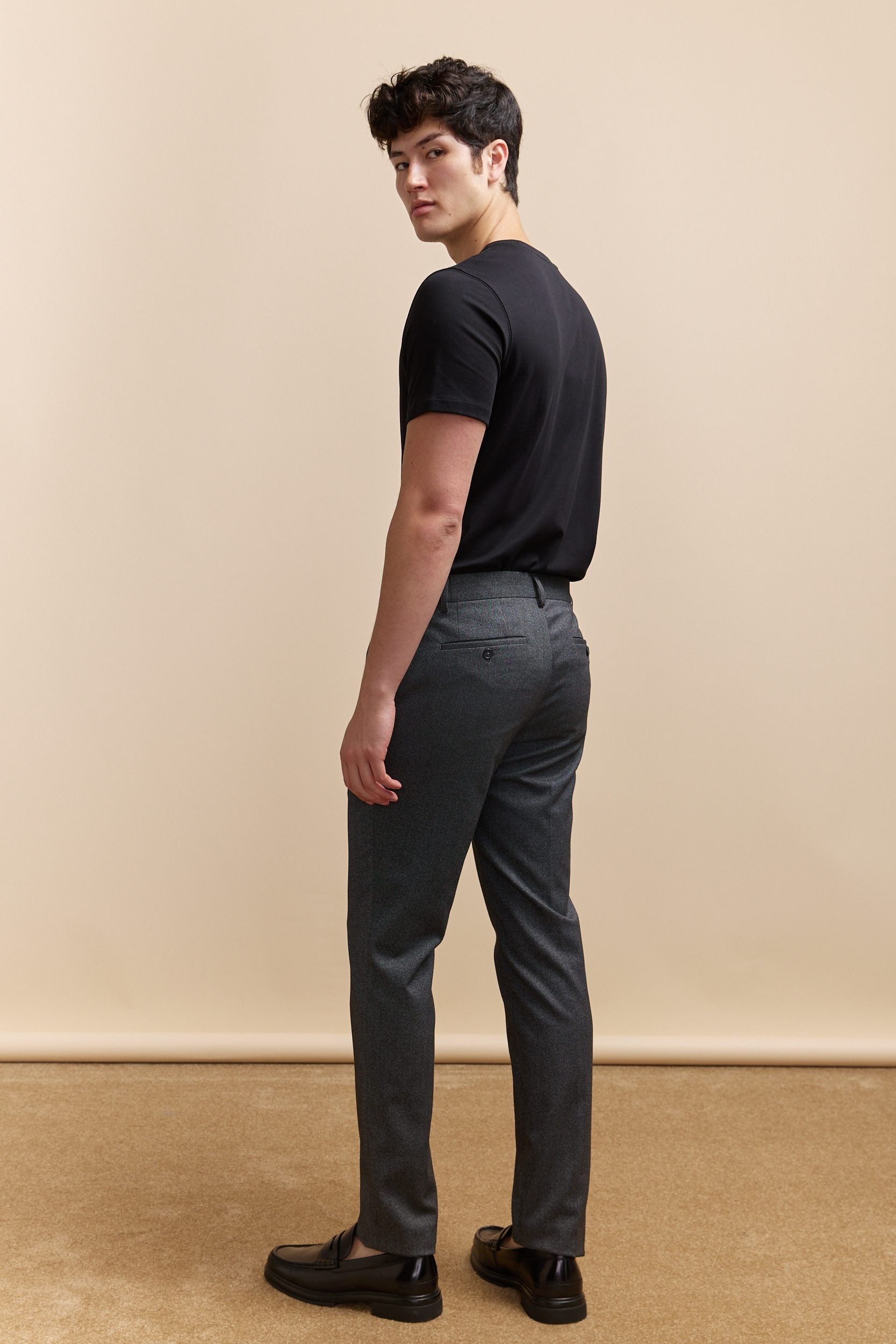 Pantalon sergé deux tons fit étroit