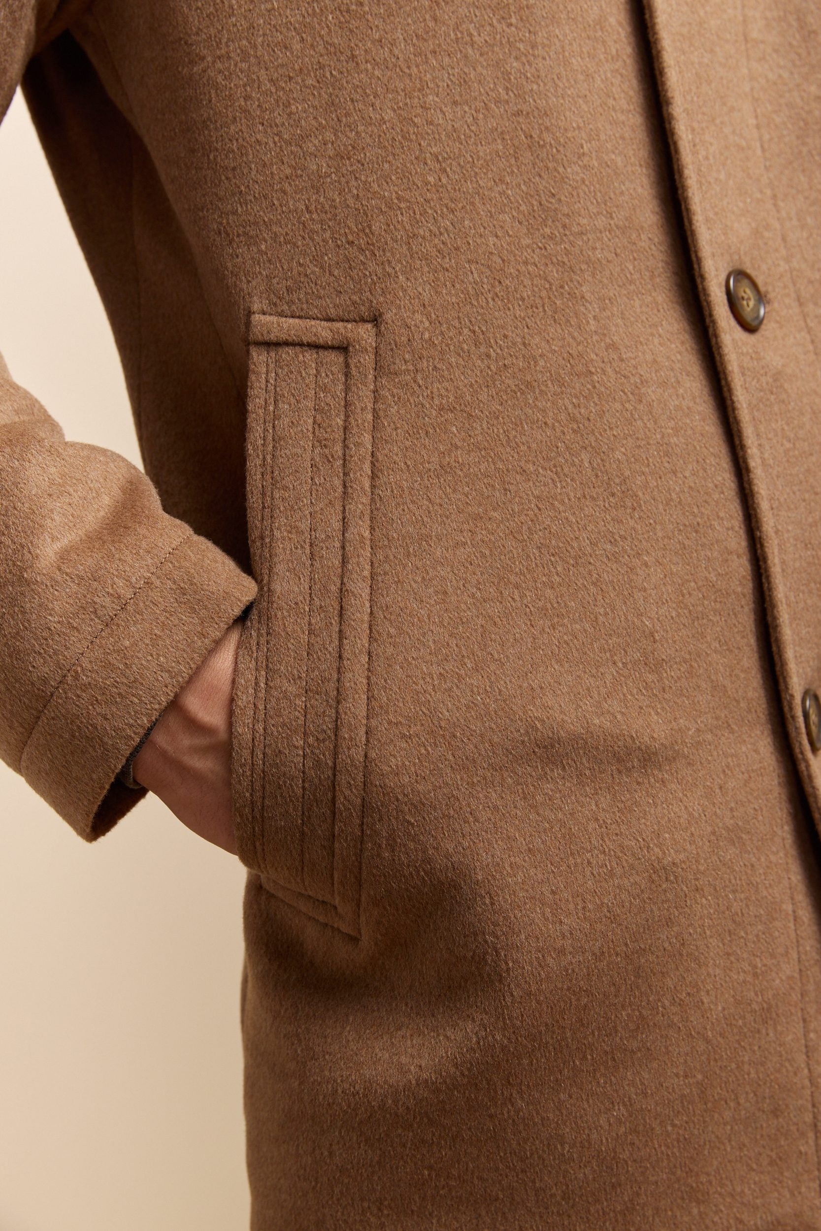 Cashmere blend coat with removable collar