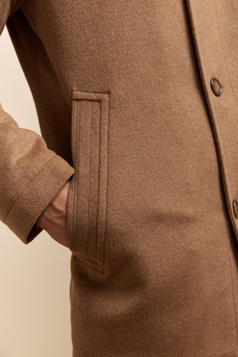 Cashmere blend coat with removable collar