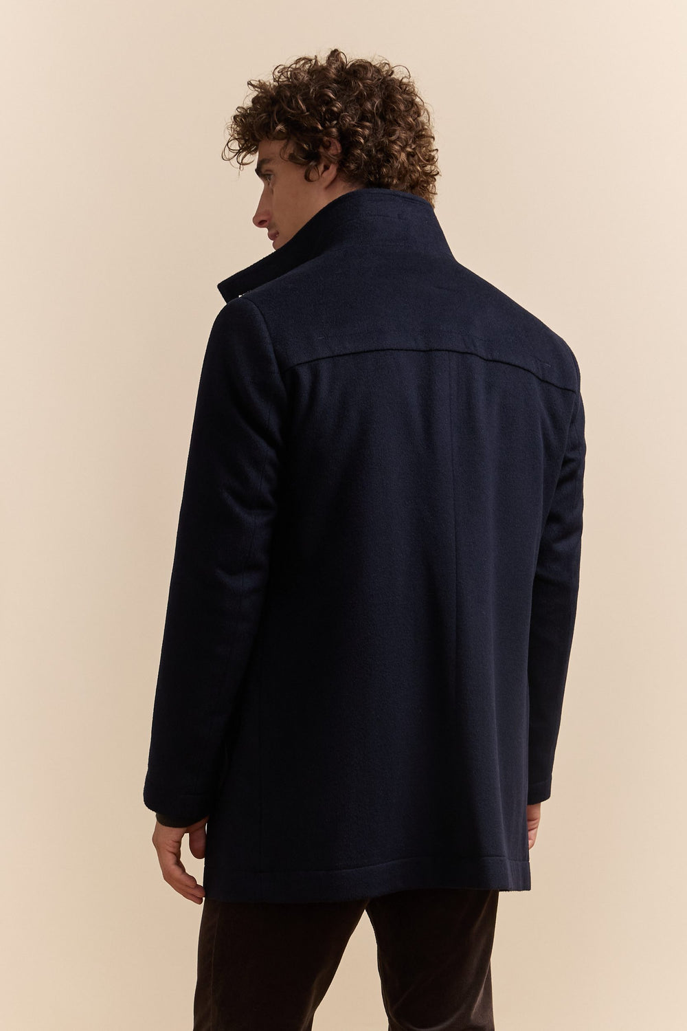 Cashmere blend coat with removable collar