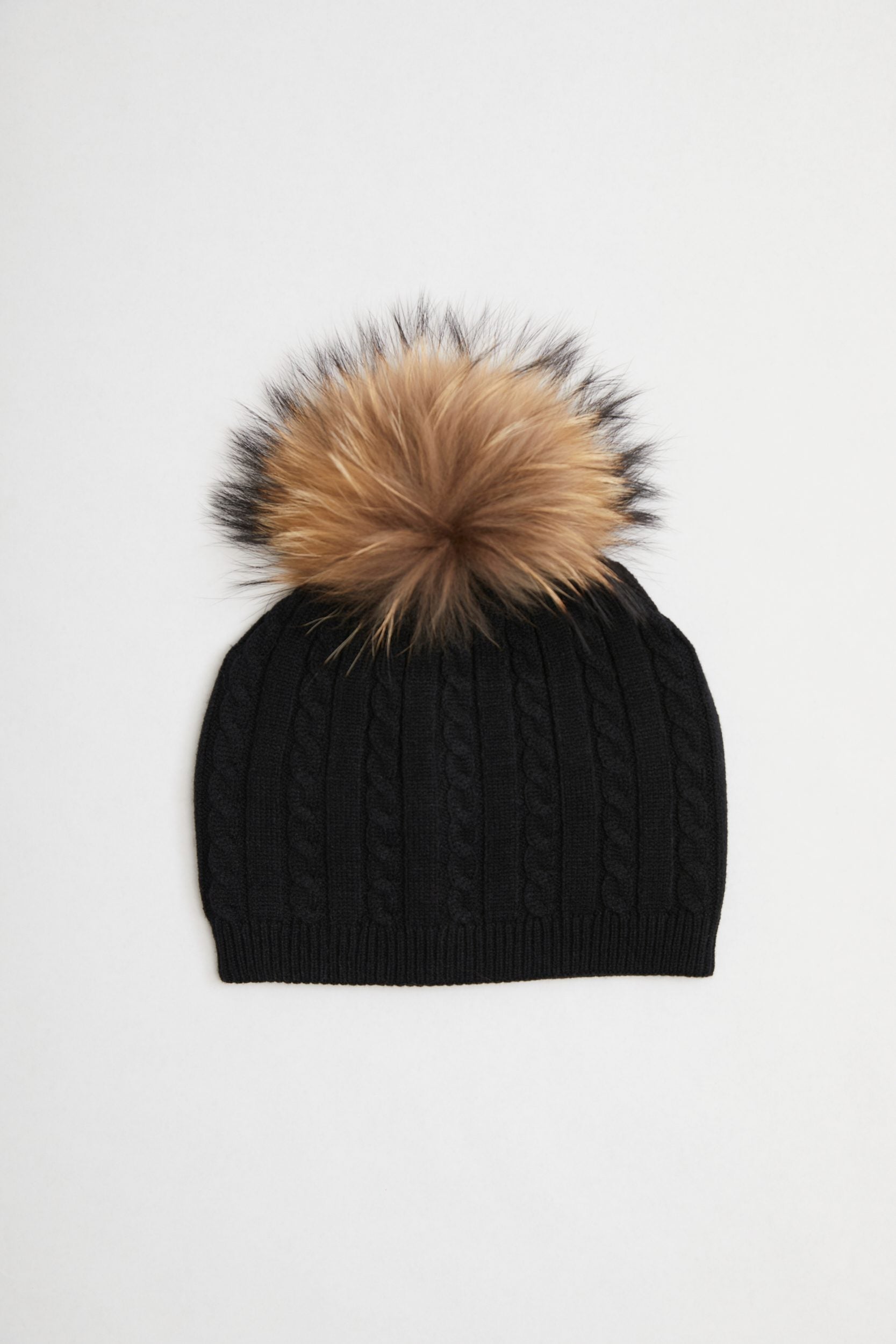 Tuque à pompon de fourrure amovible