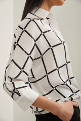 Printed dolman shirt with drawstring