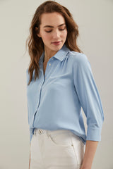 3/4 sleeve shirt with pleats